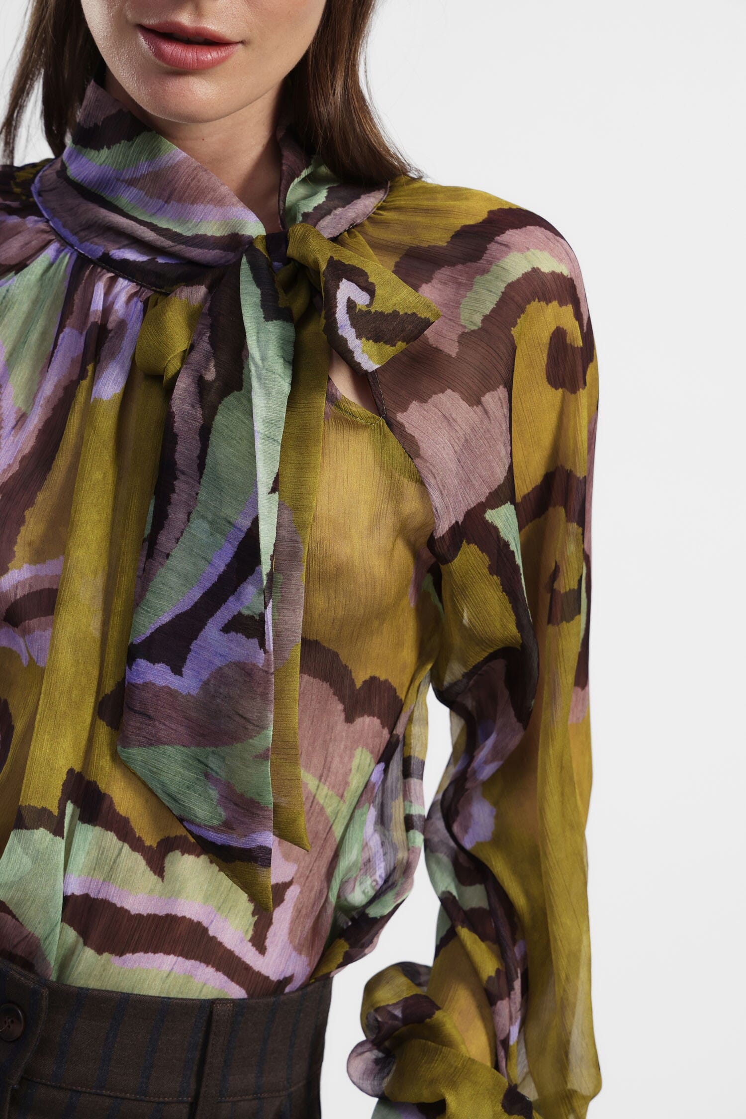 Camicia Trasparente Con Fiocco Stampa Dixie