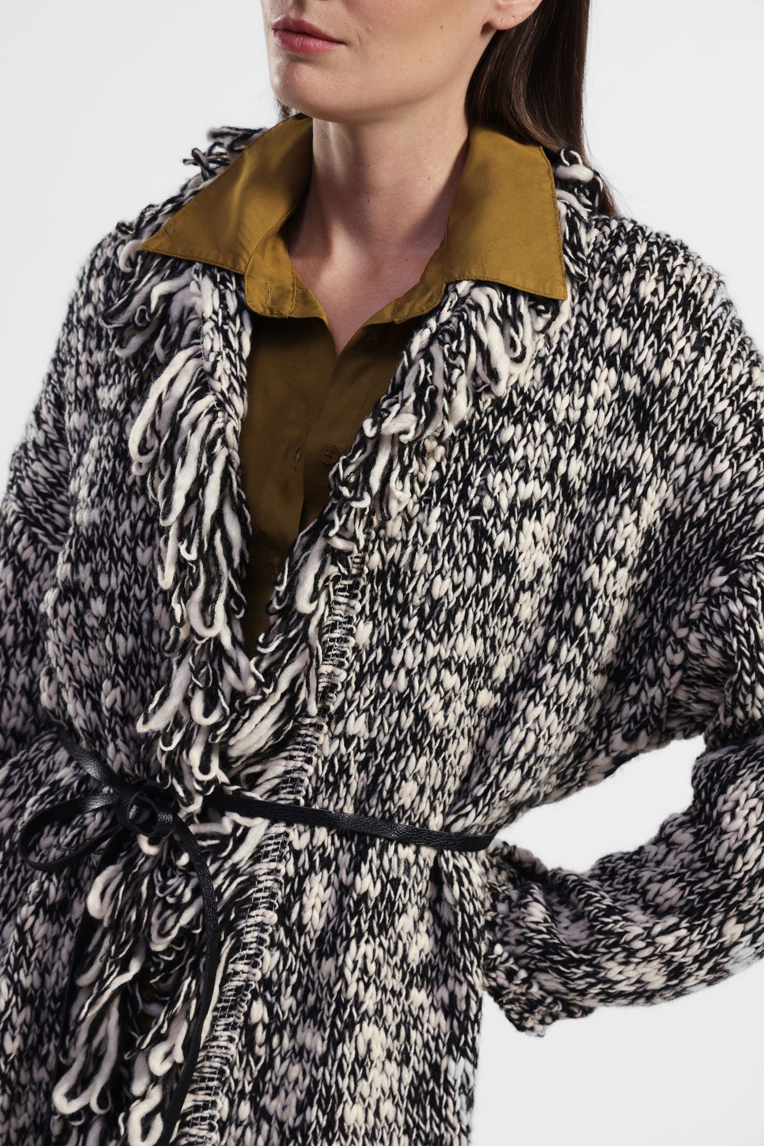 Cardigan Intrecciato Con Cintura Dixie