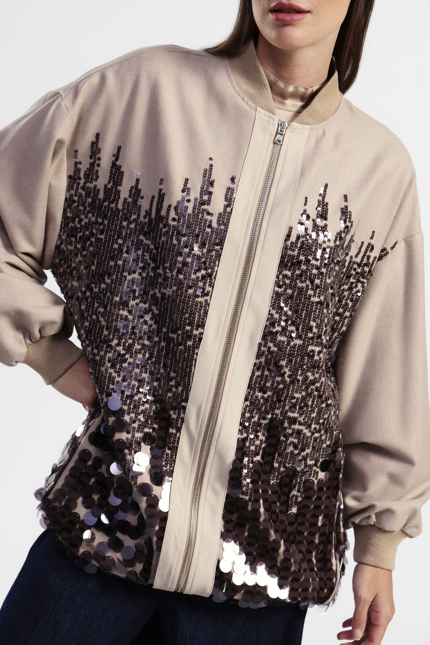 Giacca Bomber Con Paillettes Brillanti Dixie