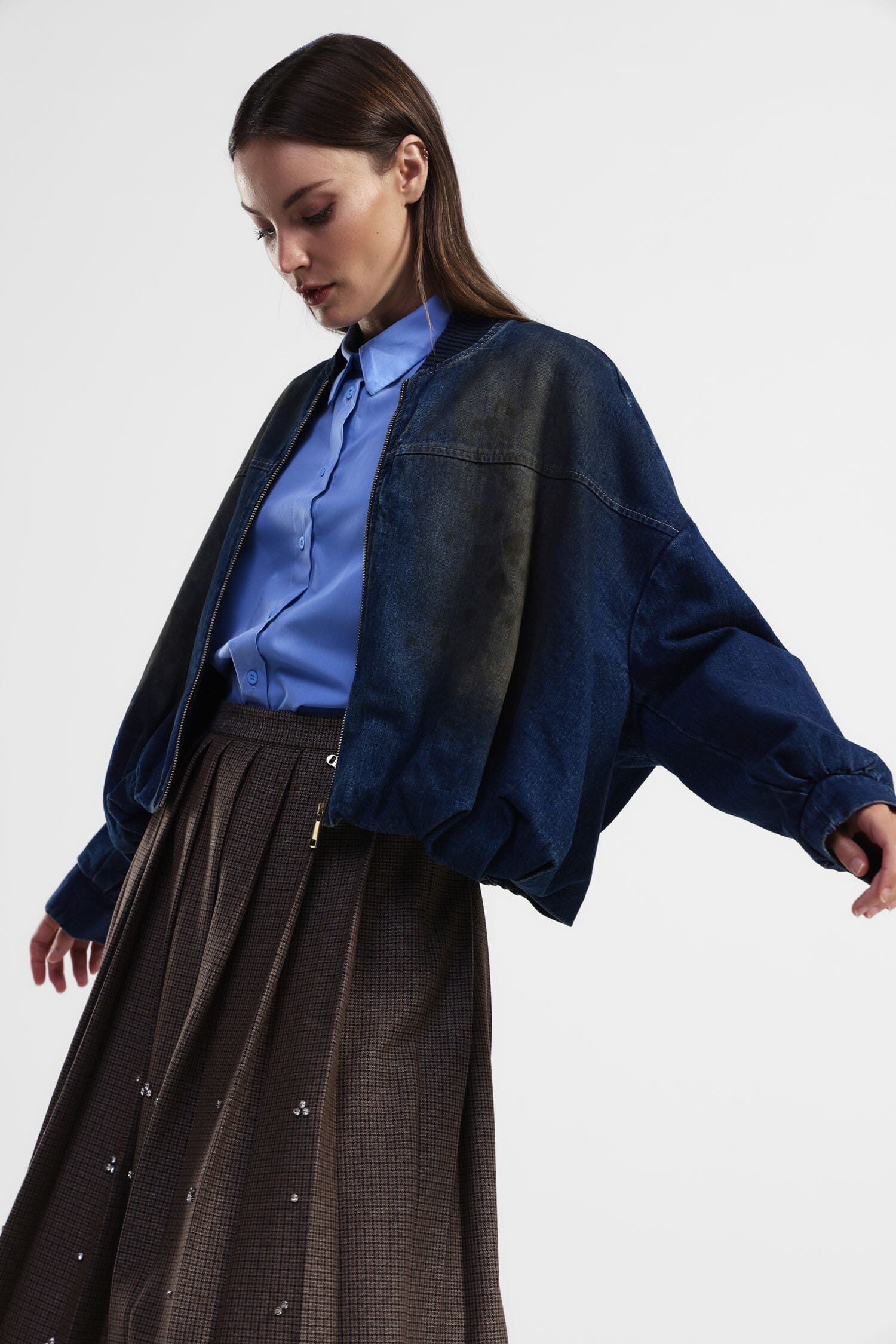 Giacca Oversize In Denim Con Zip Dixie