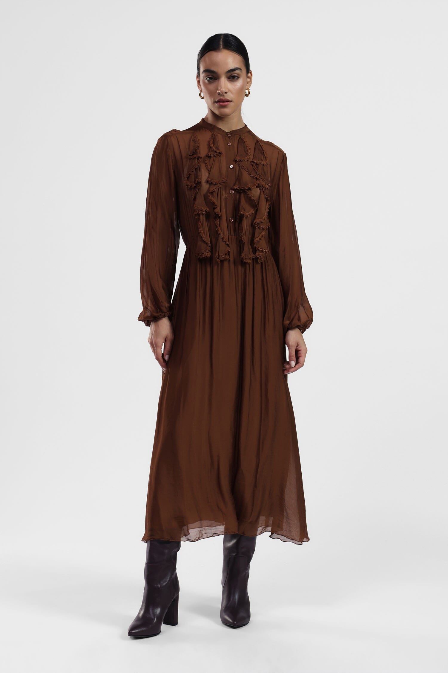 Abito Lungo Con Bottoni E Balze Dixie