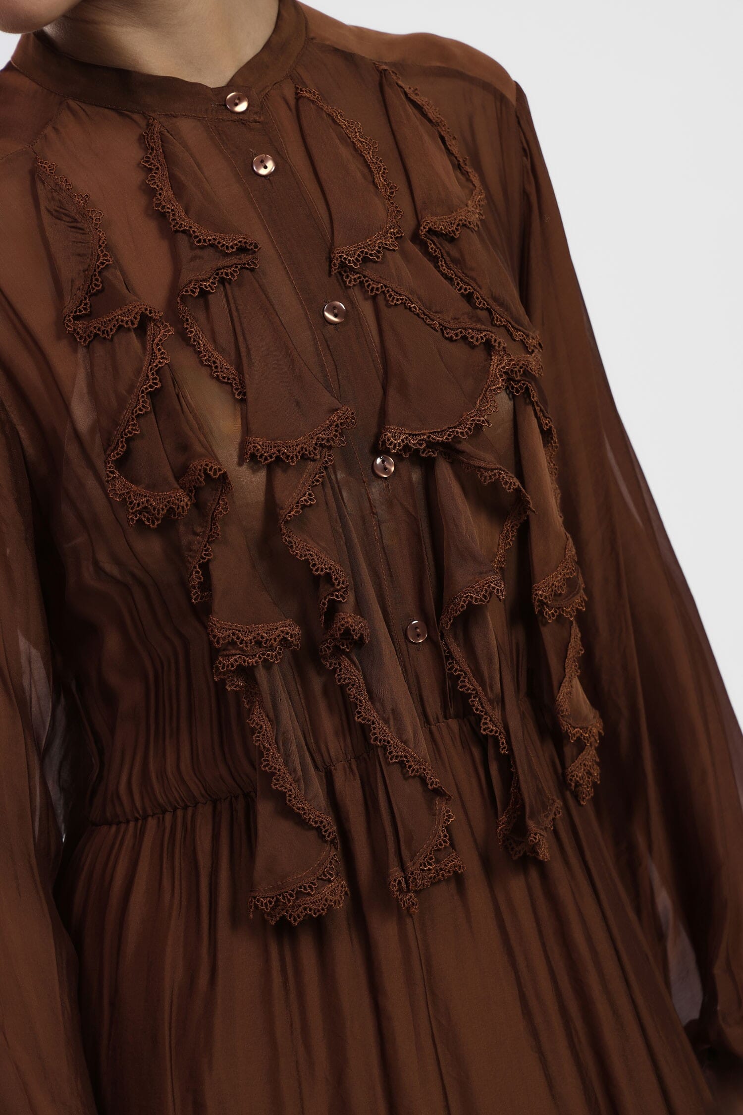 Abito Lungo Con Bottoni E Balze Dixie