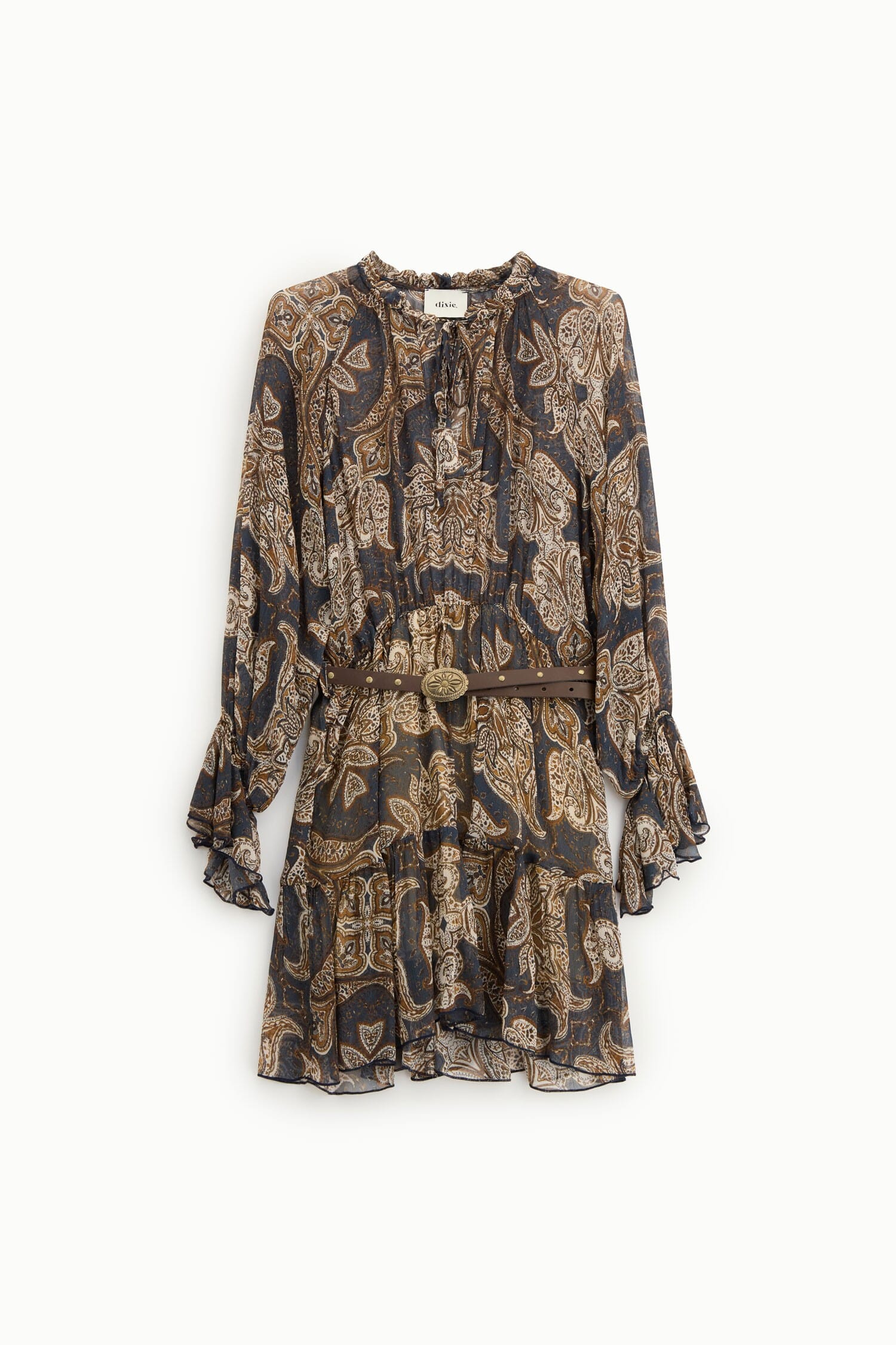 Abito Corto Fantasia Paisley Con Cintura Dixie