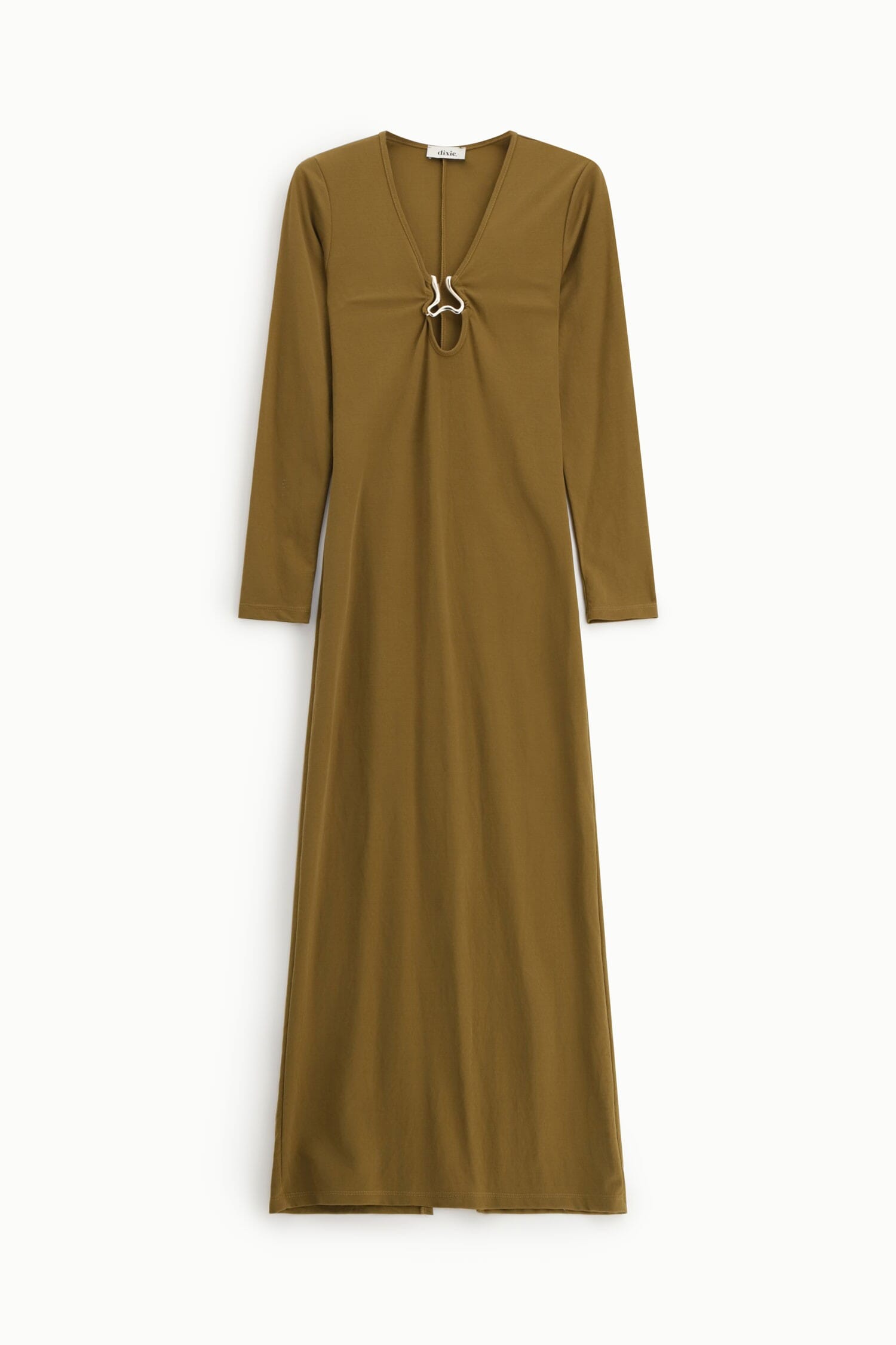 Long Dress With V-Neckline And Dixie Curled Detail