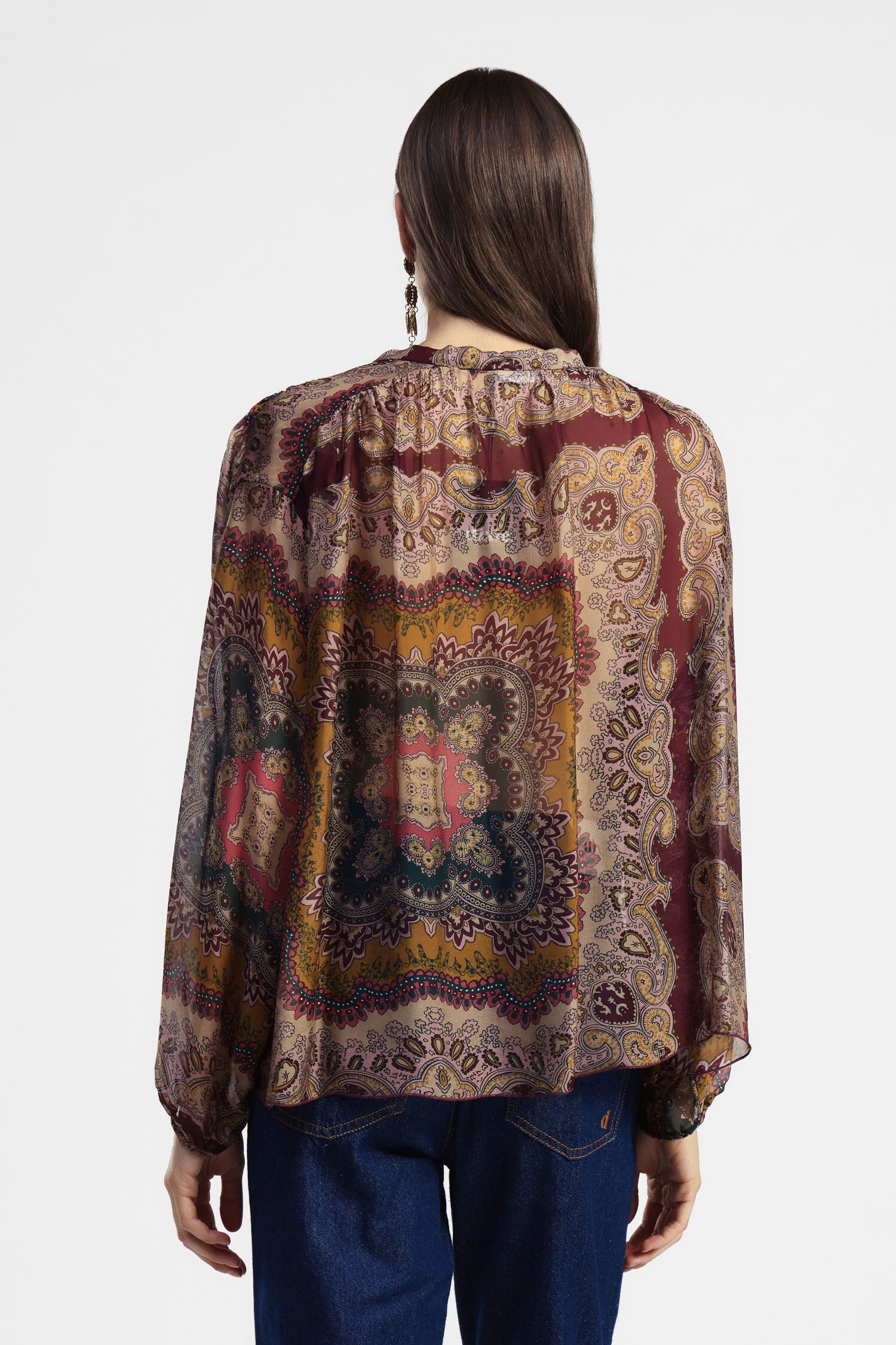 Camicia Stampa Paisley Con Maniche Lunghe Leggere Dixie