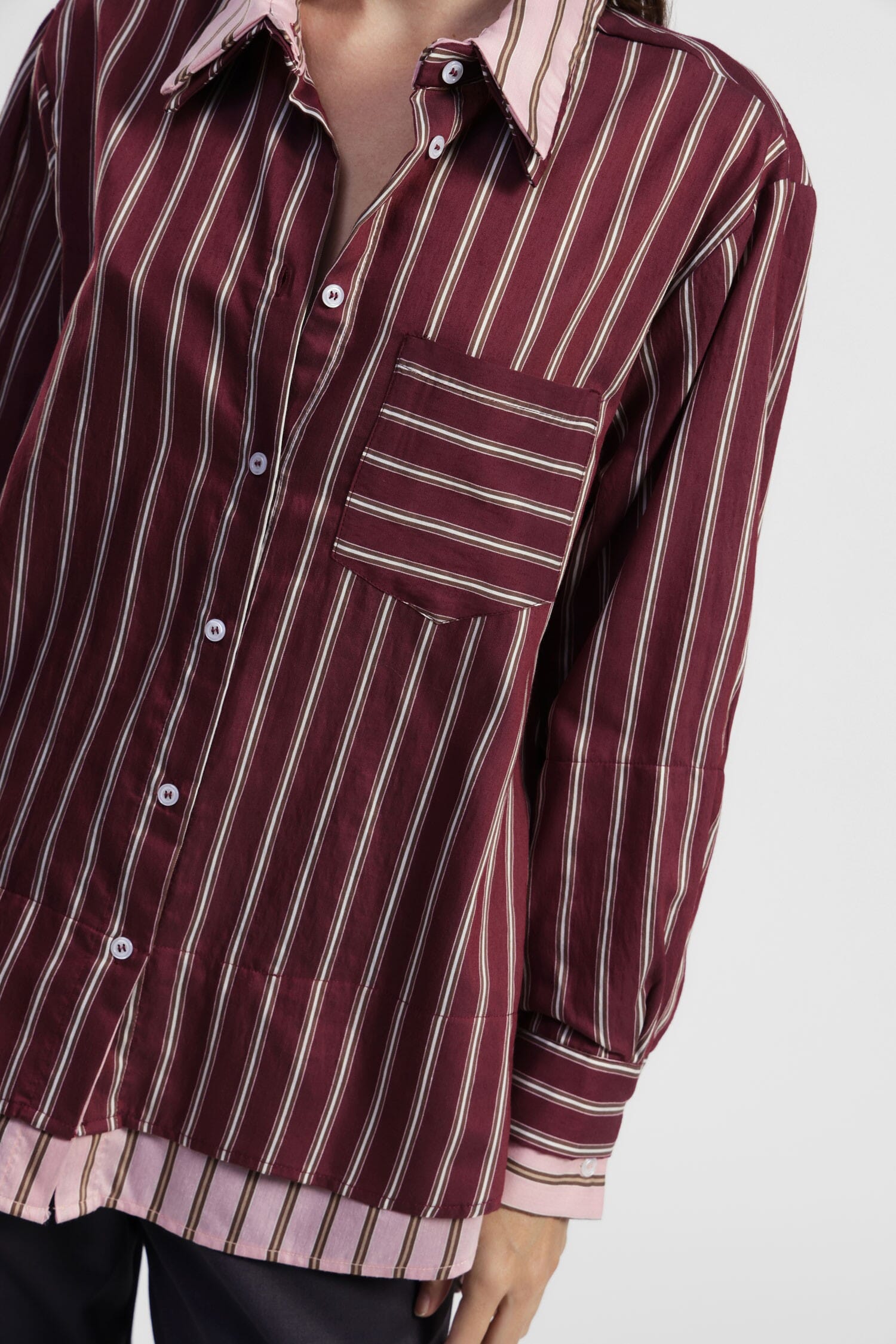 Striped Shirt With Pocket And Rounded Bottom Dixie