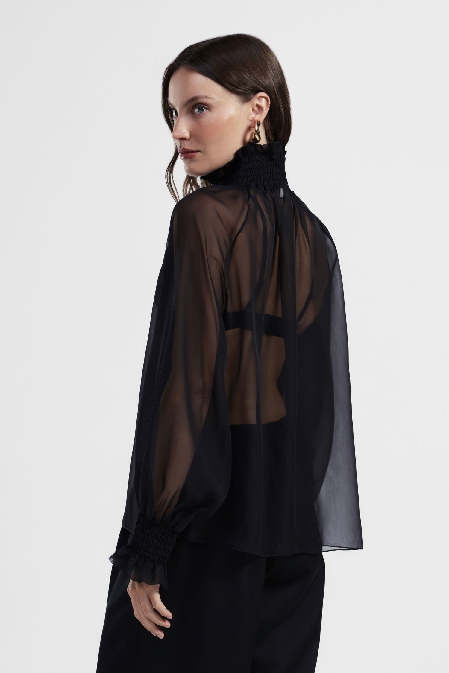 Shirt Ampia Trasparente Con Maniche Arricciate Dixie