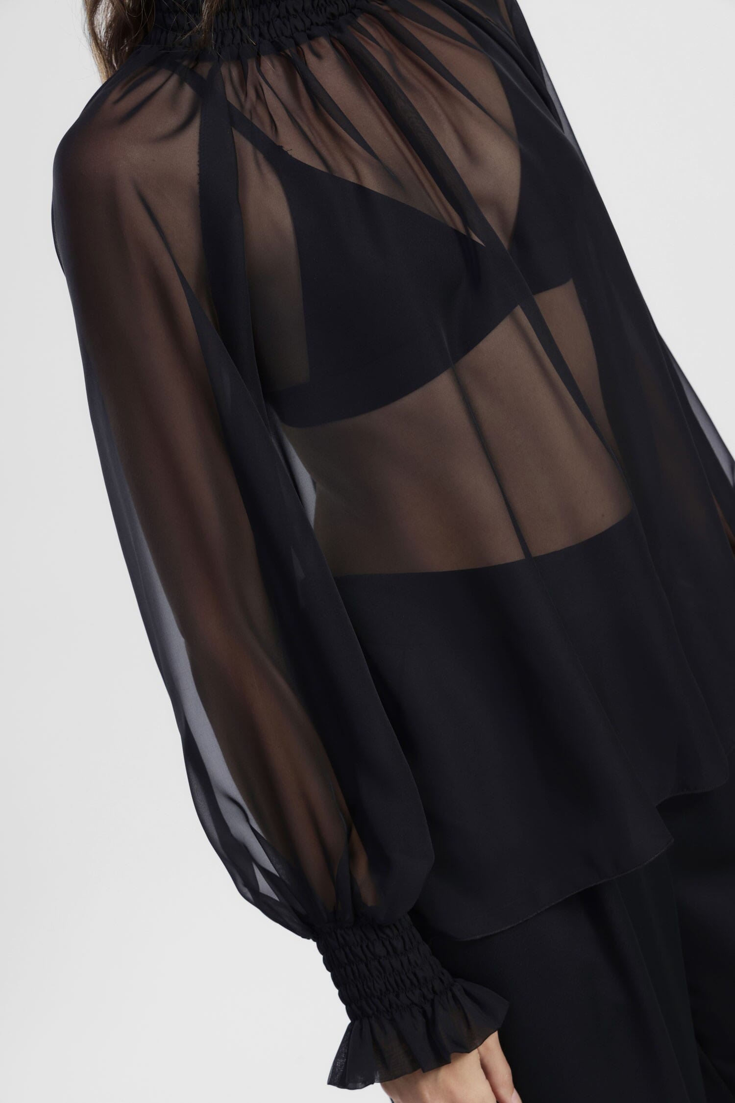 Shirt Ampia Trasparente Con Maniche Arricciate Dixie