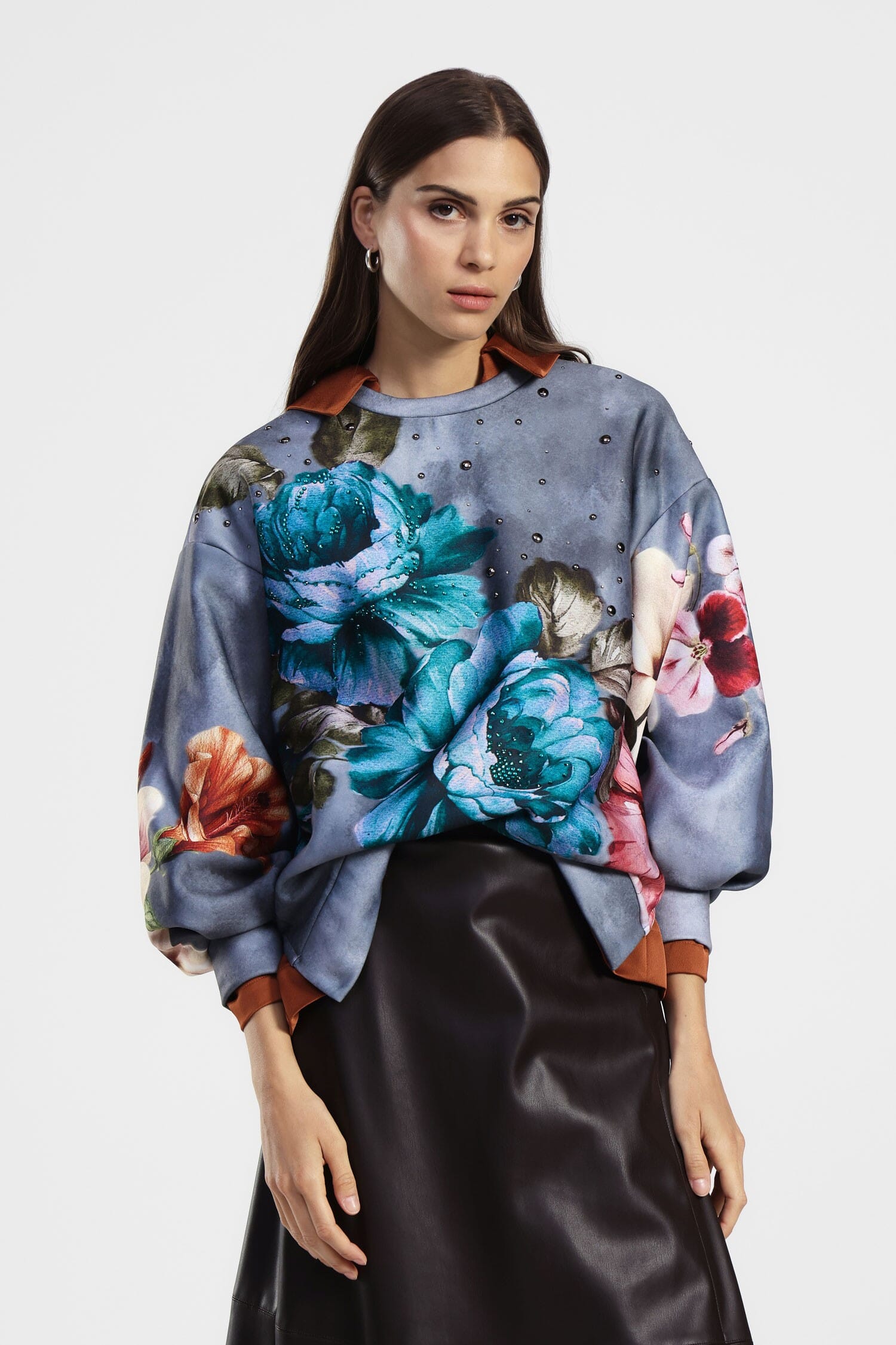 Felpa Stampa Floreale Con Dettagli Applicati Dixie