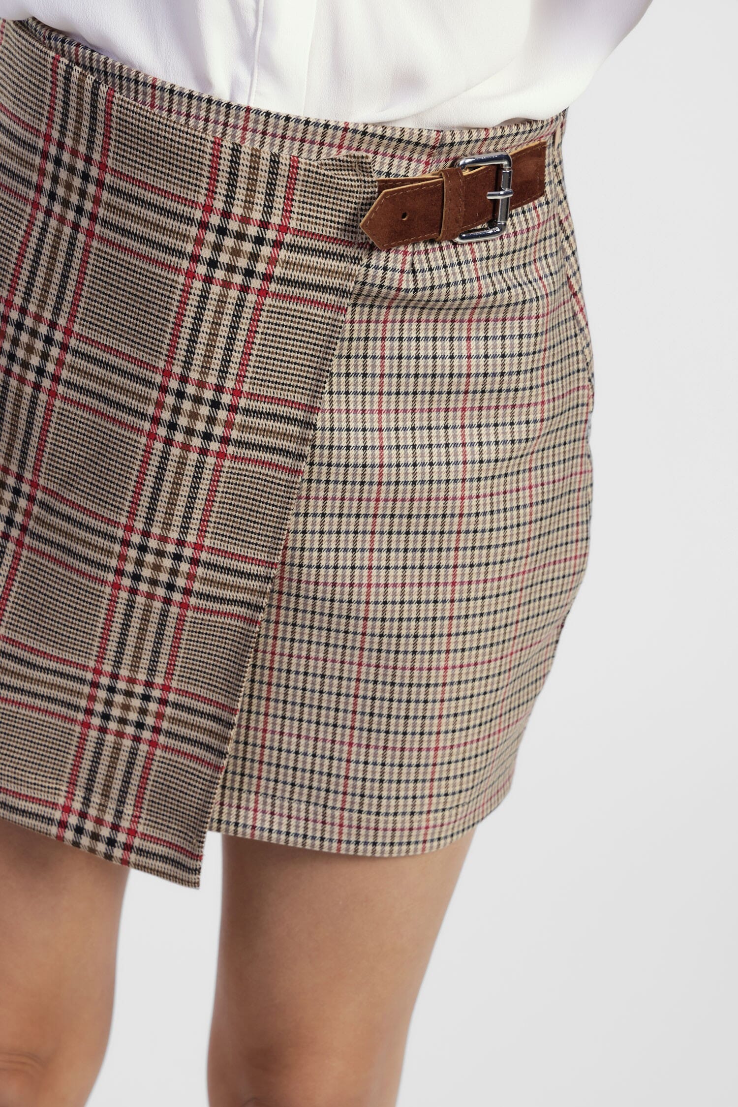 Gonna Corta Con Fantasia Check E Cintura Fibbia Dixie