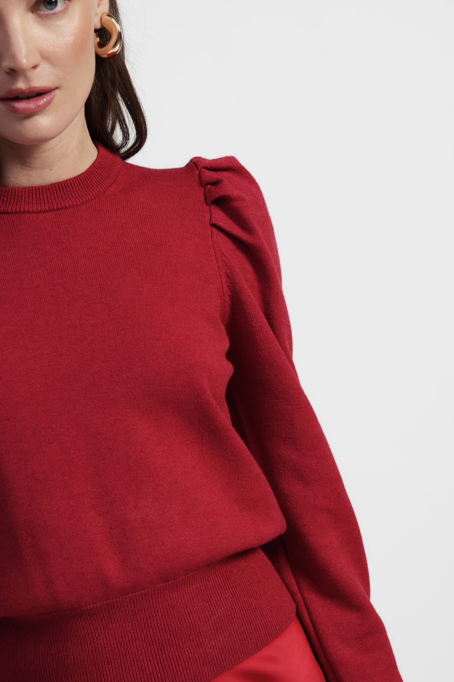 Dixie Puff Sleeve Sweater With Curly Cuffs