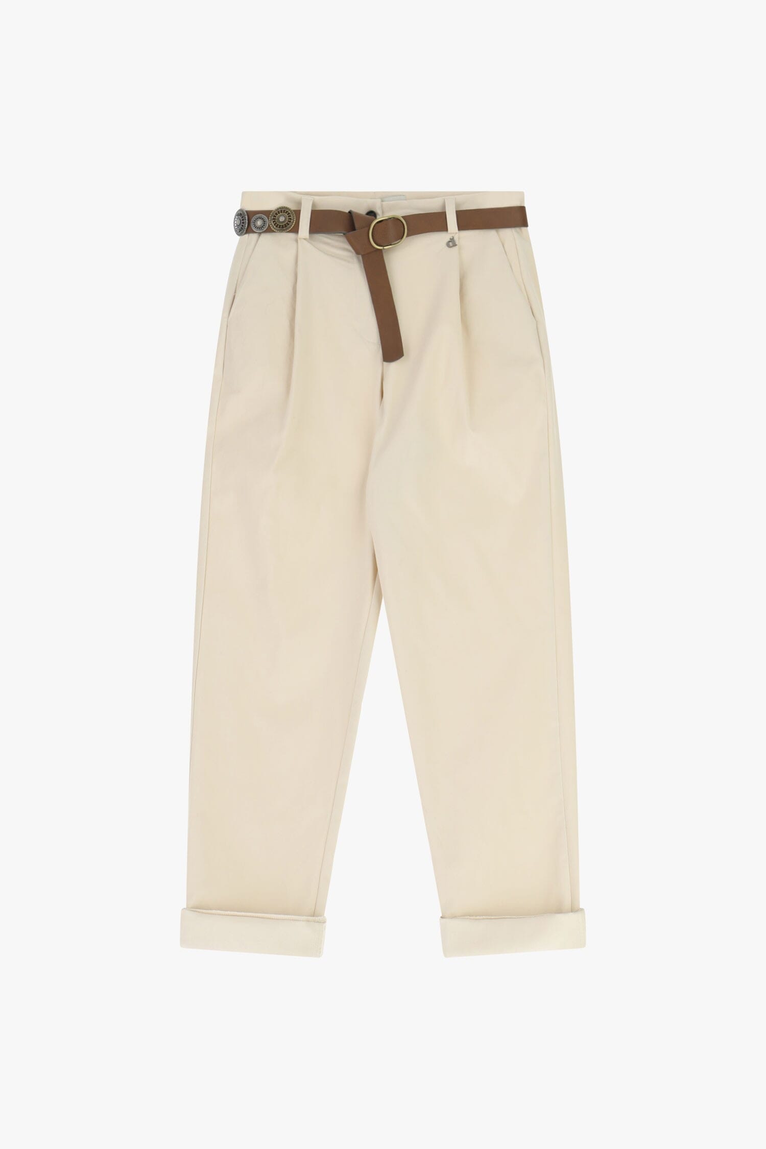 Trousers Chino Fit Con Cintura Decorativa E Risvolto Dixie