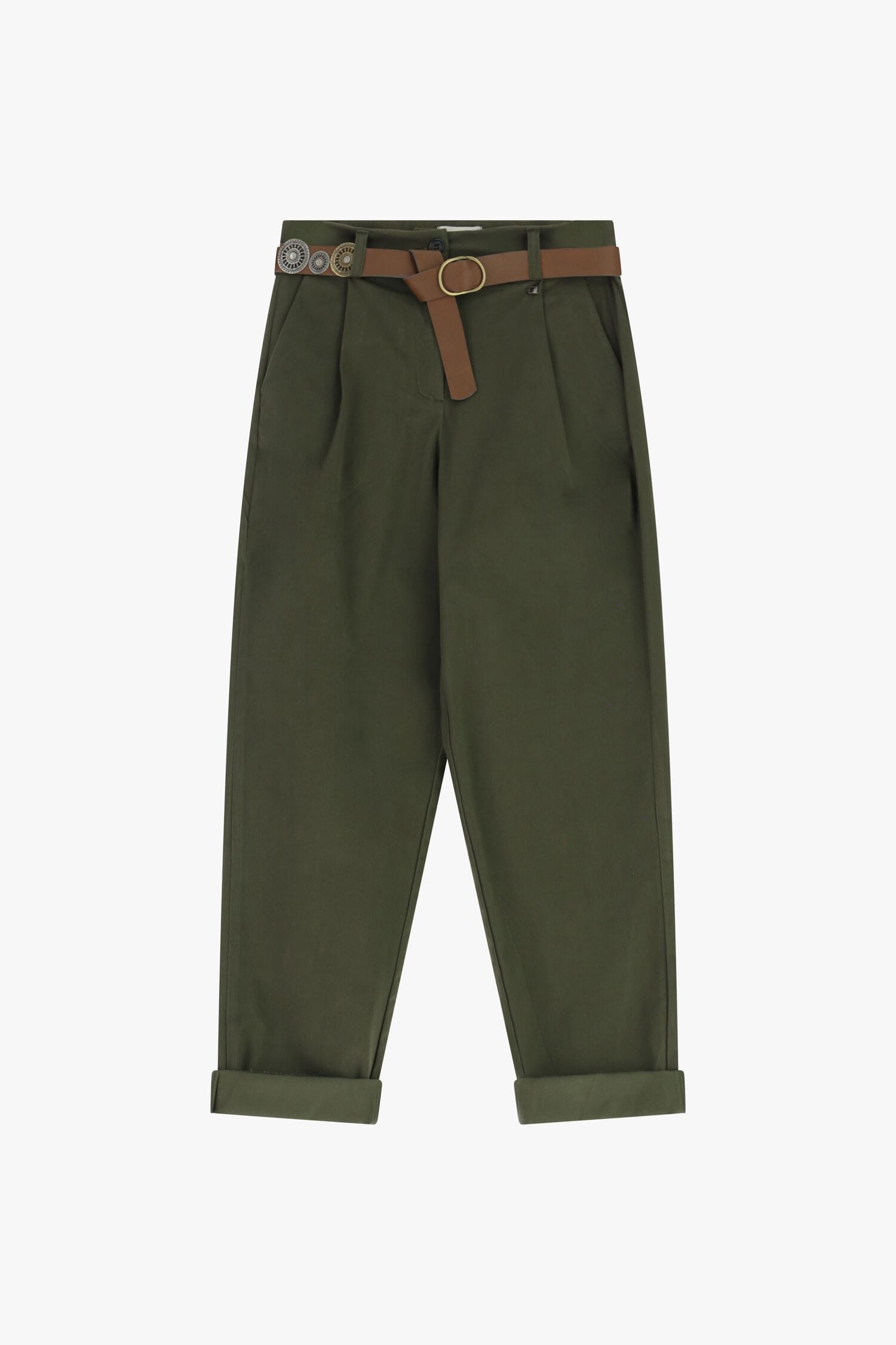 Trousers Chino Fit Con Cintura Decorativa E Risvolto Dixie