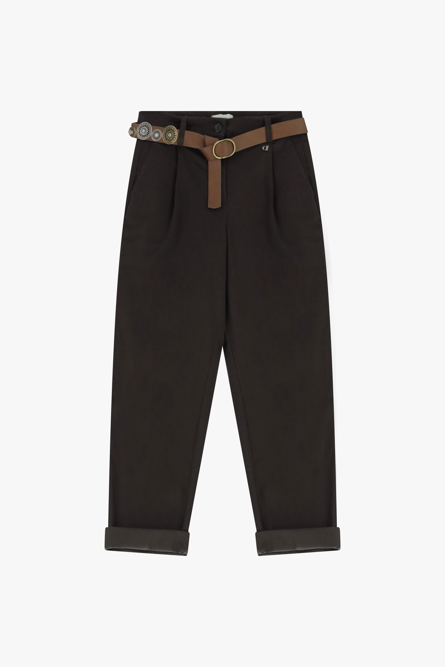 Trousers Chino Fit Con Cintura Decorativa E Risvolto Dixie