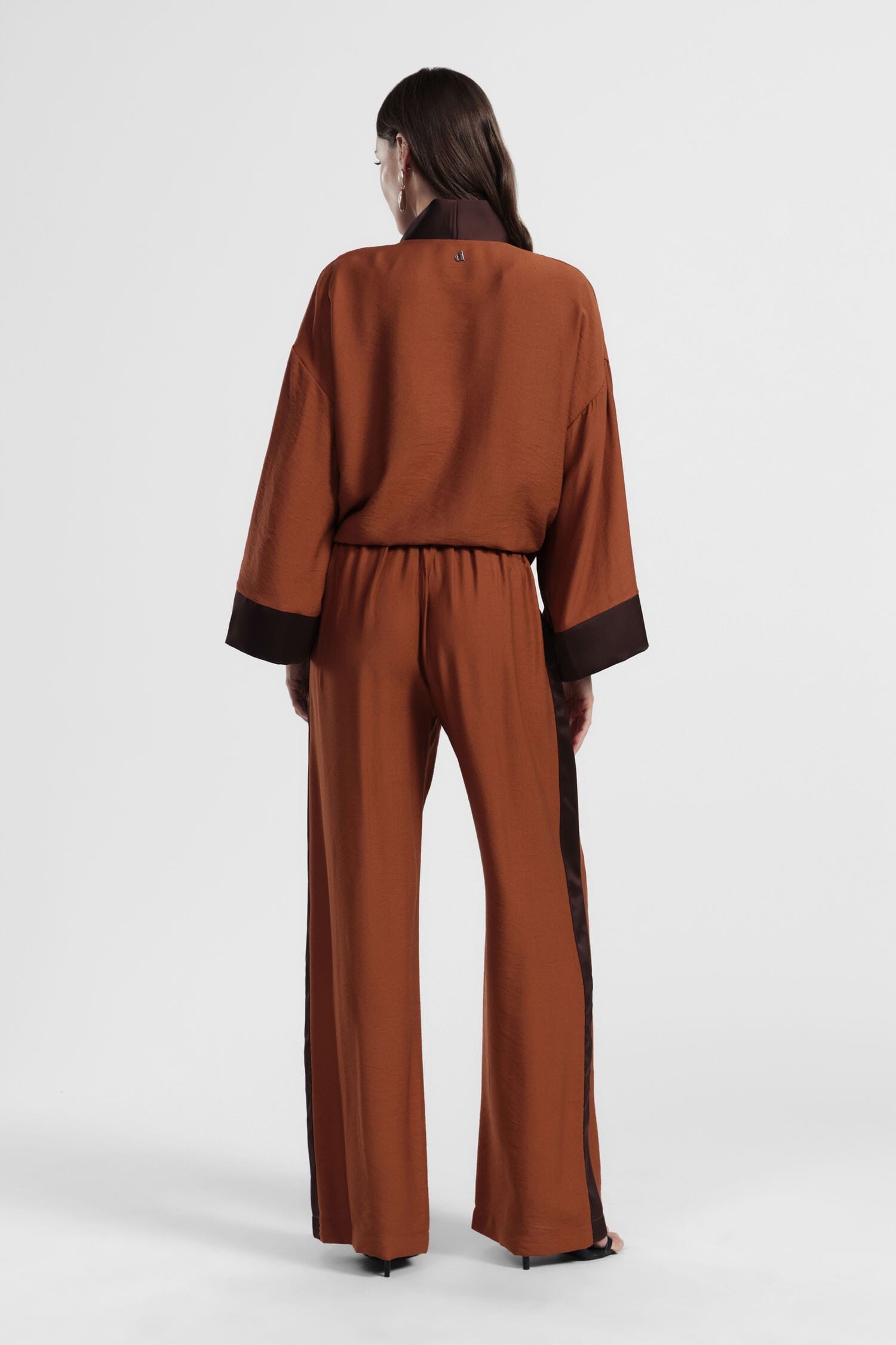 Pantalon palazzo taille haute avec bandes latérales Dixie