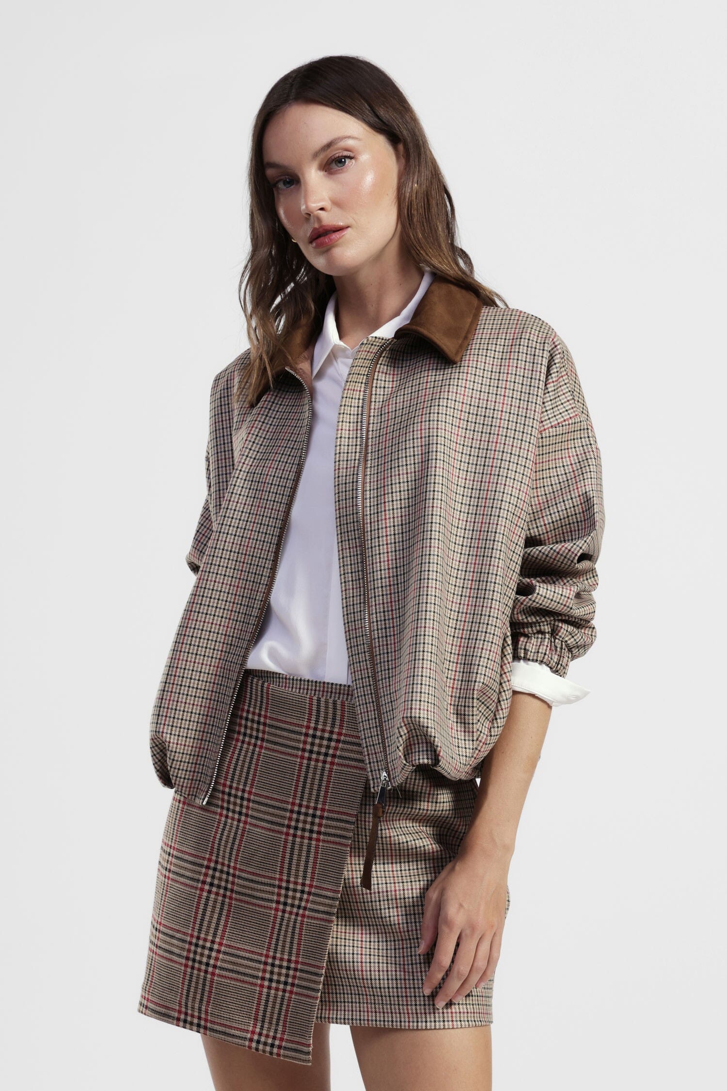 Cappotto Corto A Quadri Con Colletto A Contrasto Dixie