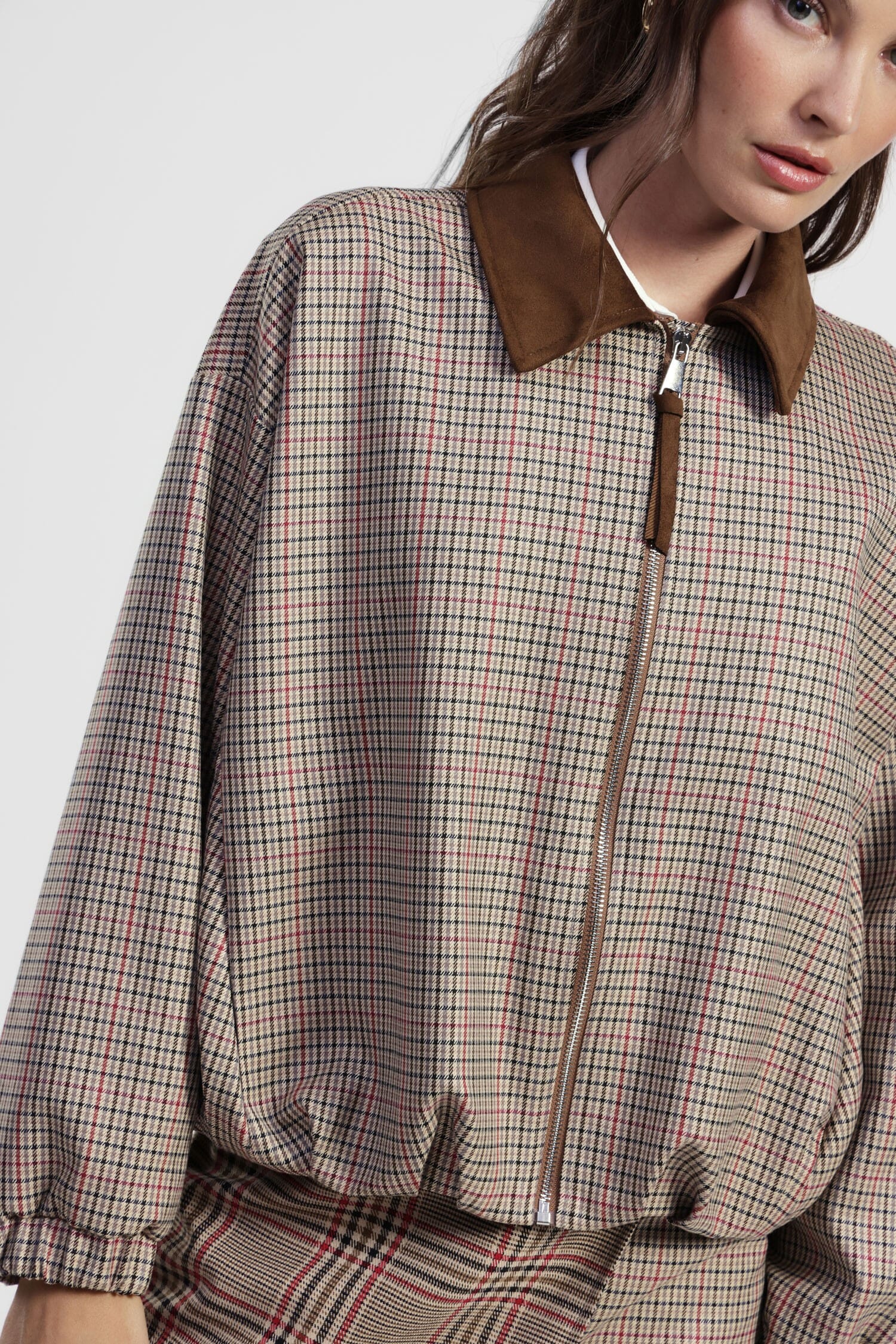 Cappotto Corto A Quadri Con Colletto A Contrasto Dixie