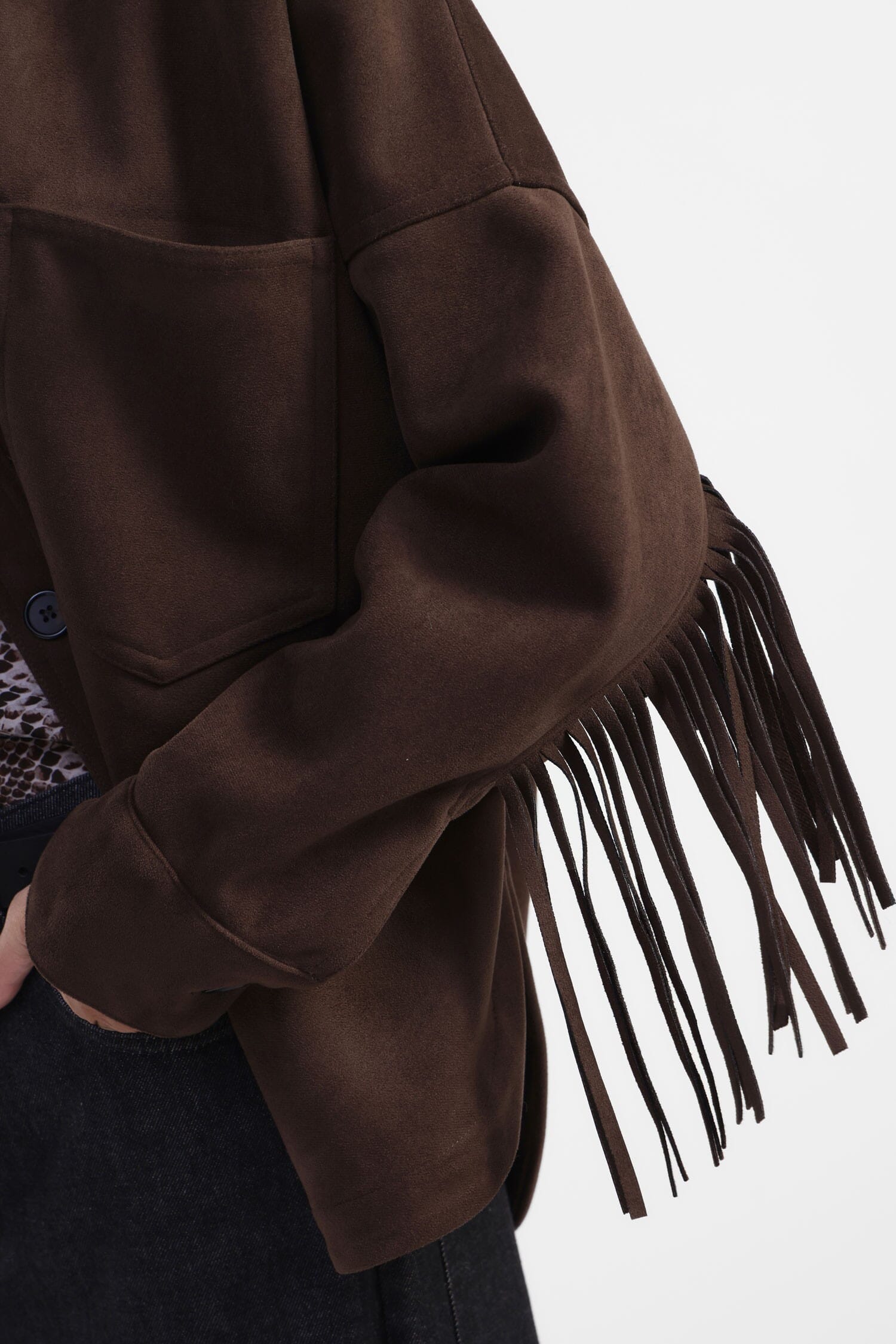 Blazer Dixie avec franges et fermeture à boutons