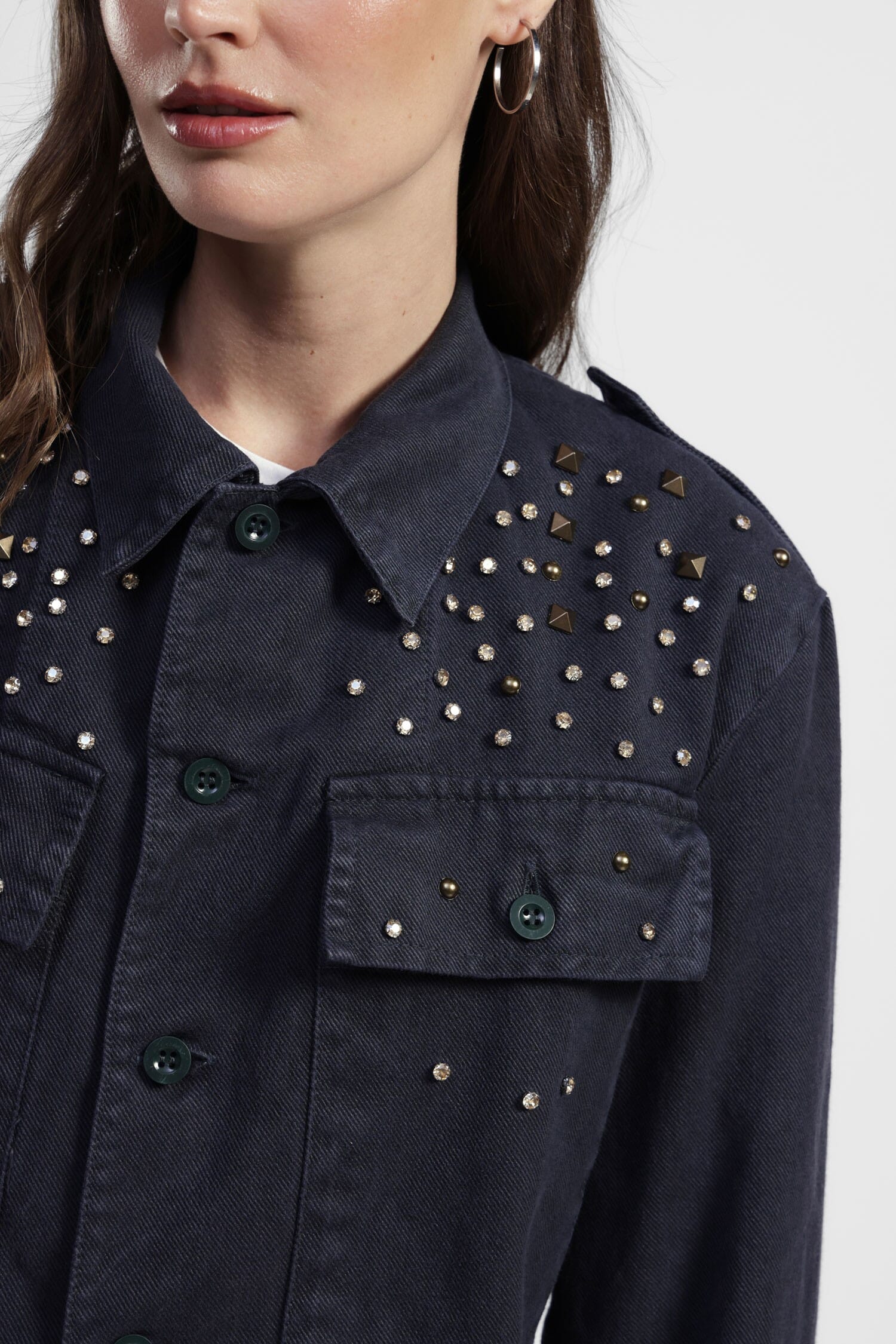 Shirt Jacket With Buttons And Decorative Studs Dixie