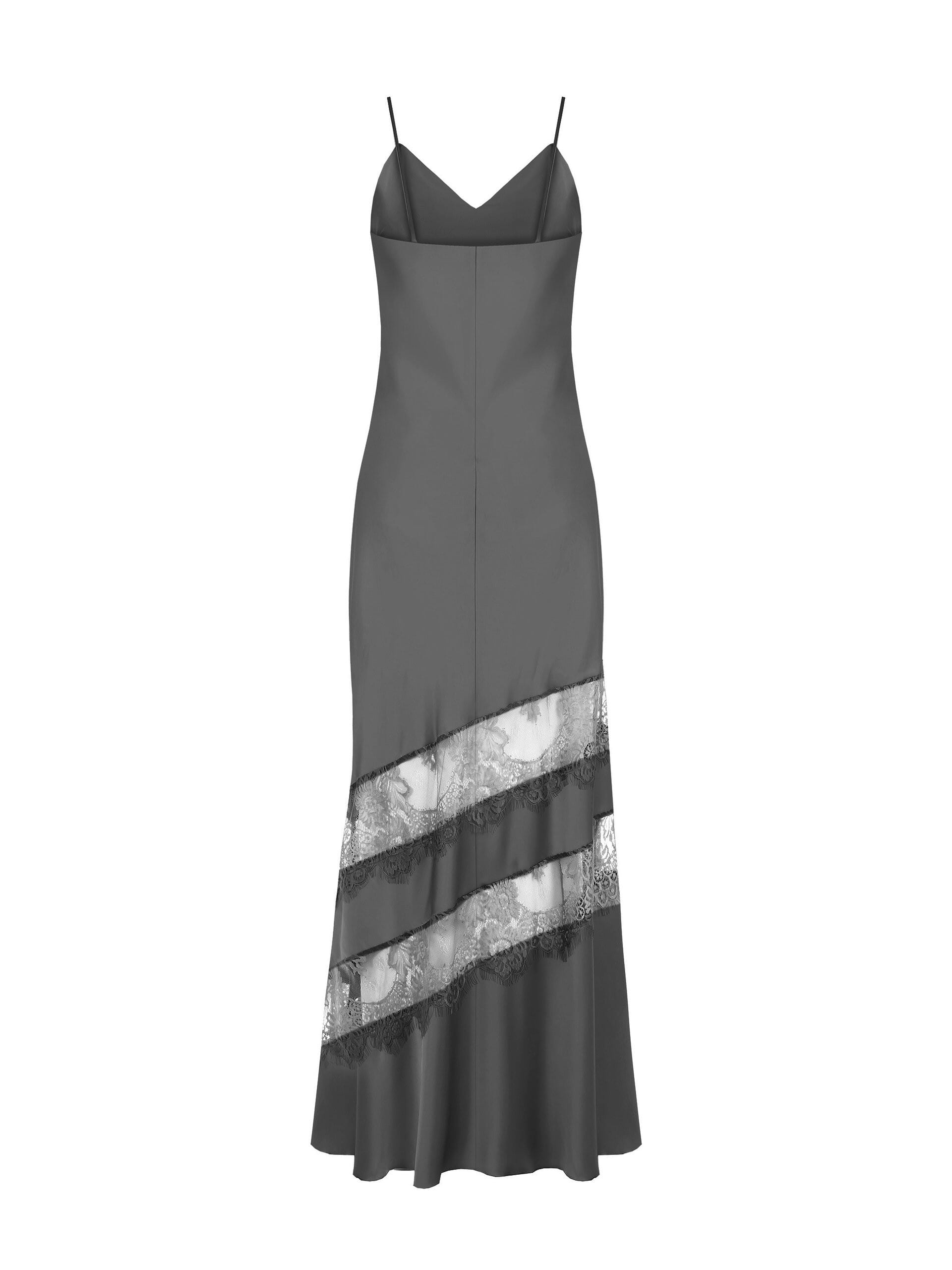 Abito Lungo Sottoveste In Raso Con Dettagli In Pizzo Rinascimento