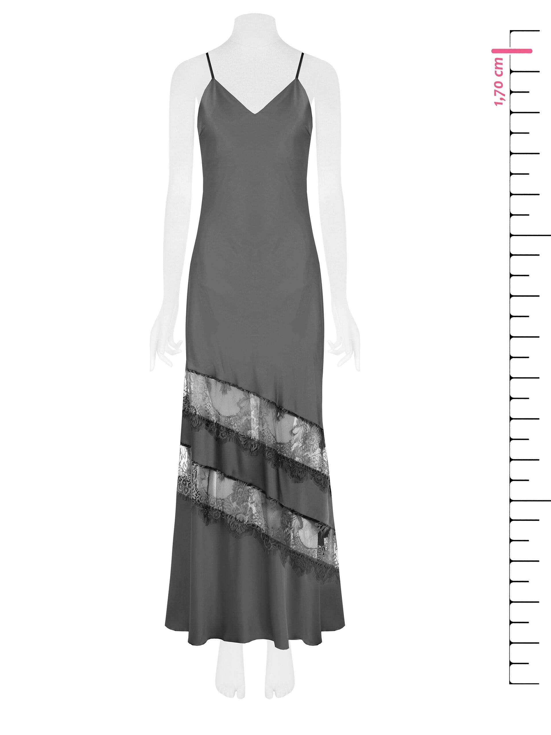 Abito Lungo Sottoveste In Raso Con Dettagli In Pizzo Rinascimento