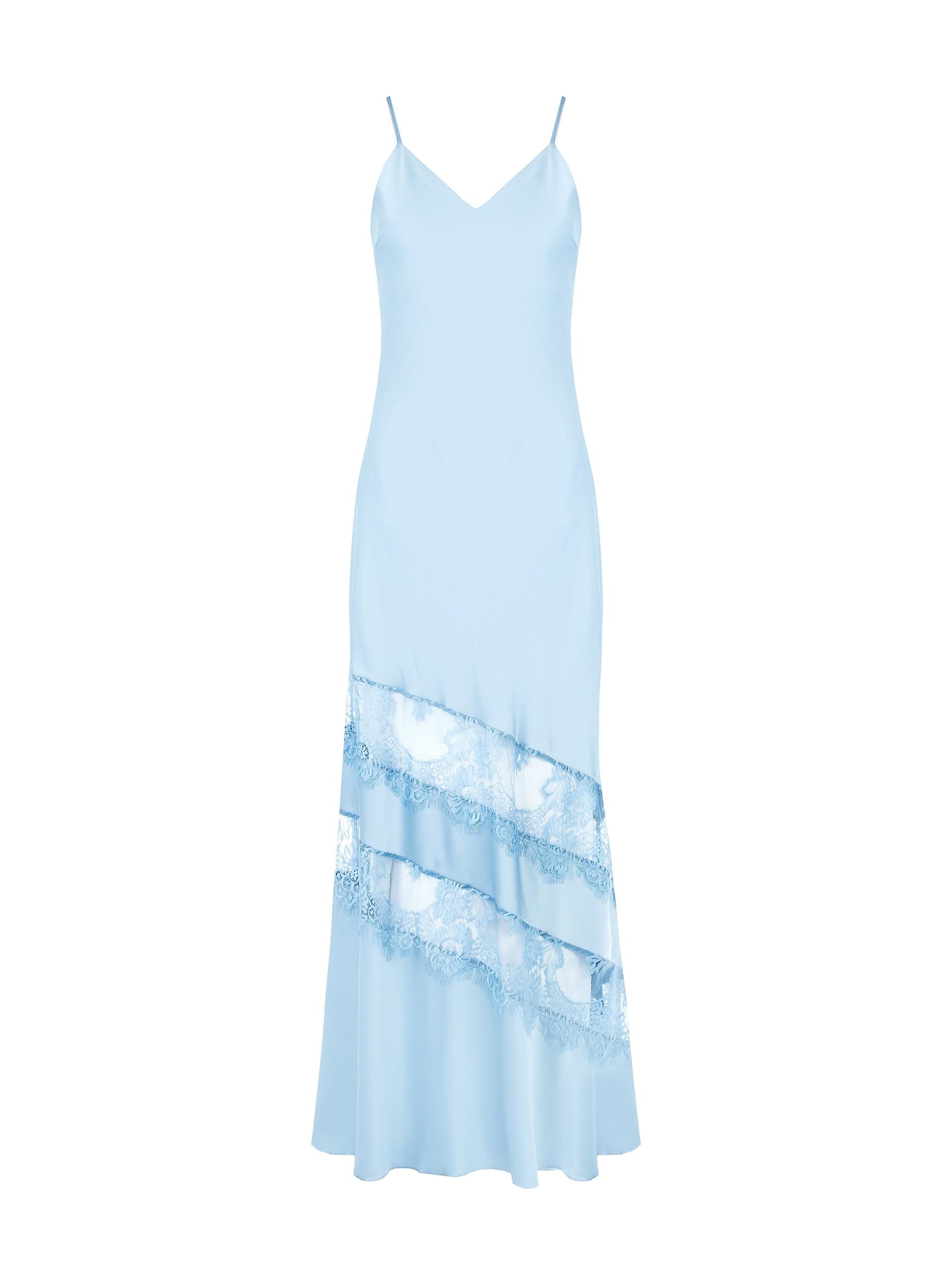 Abito Lungo Sottoveste In Raso Con Dettagli In Pizzo Rinascimento