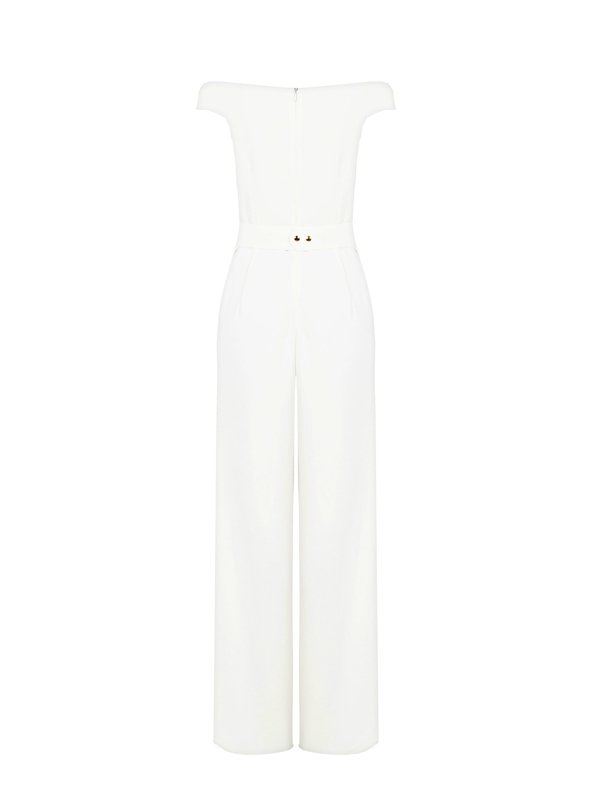 Fluide, épaulé Palazzo Combinaison une pièce avec ceinture à logo Rigide Coordonné par Rinascimento