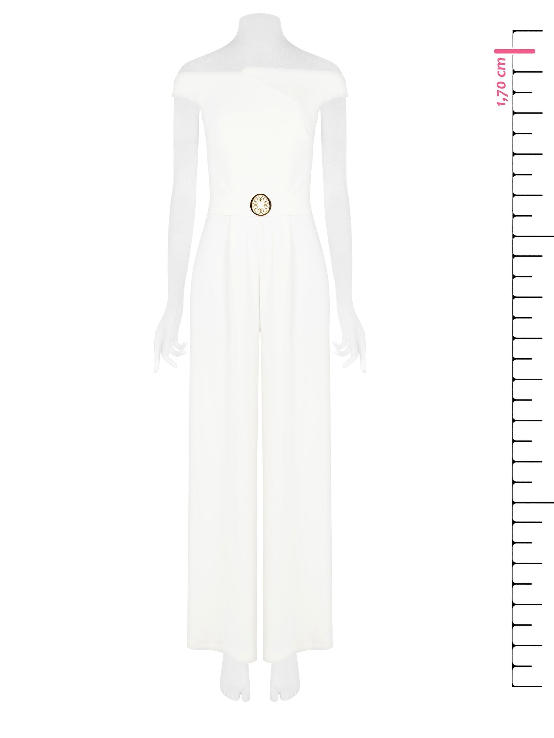 Fluide, épaulé Palazzo Combinaison une pièce avec ceinture à logo Rigide Coordonné par Rinascimento