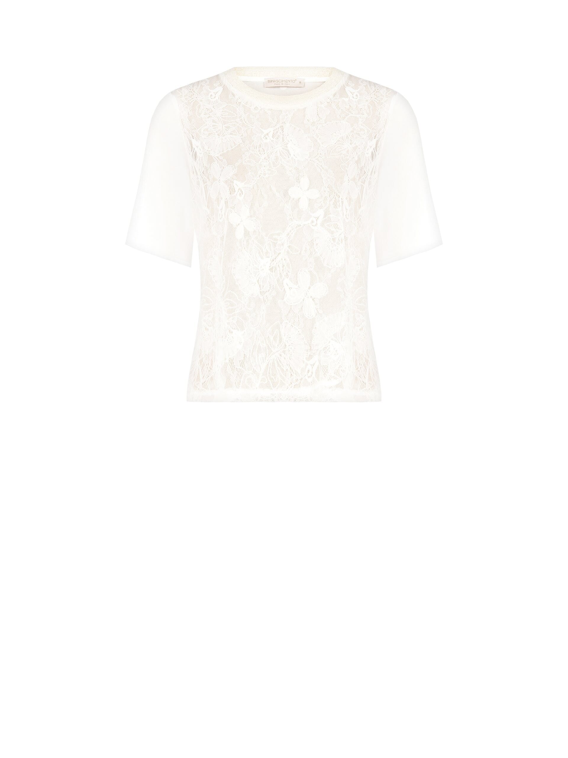 T-Shirt In Pizzo Ricamato E Georgette Rinascimento