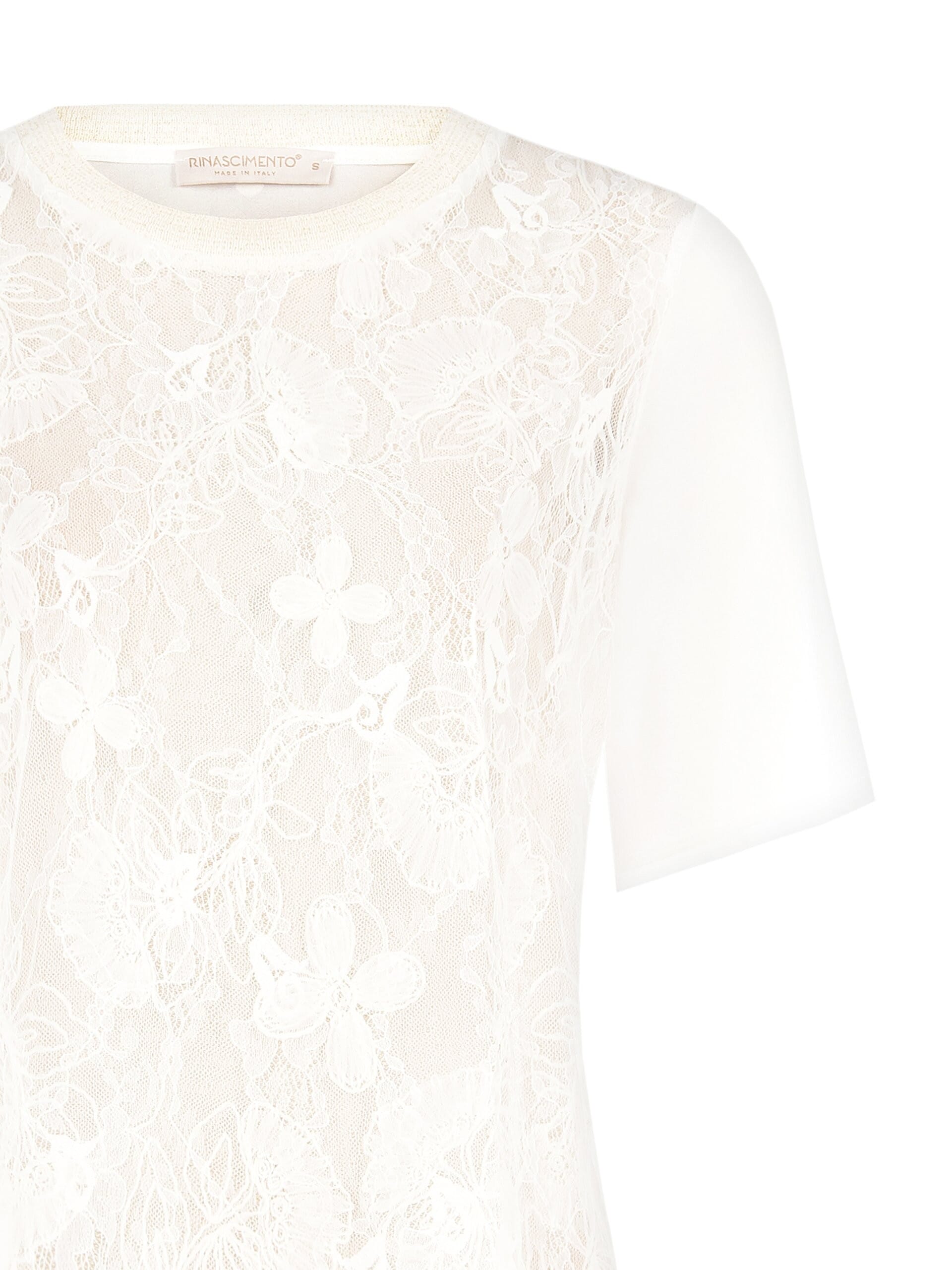 T-Shirt In Pizzo Ricamato E Georgette Rinascimento