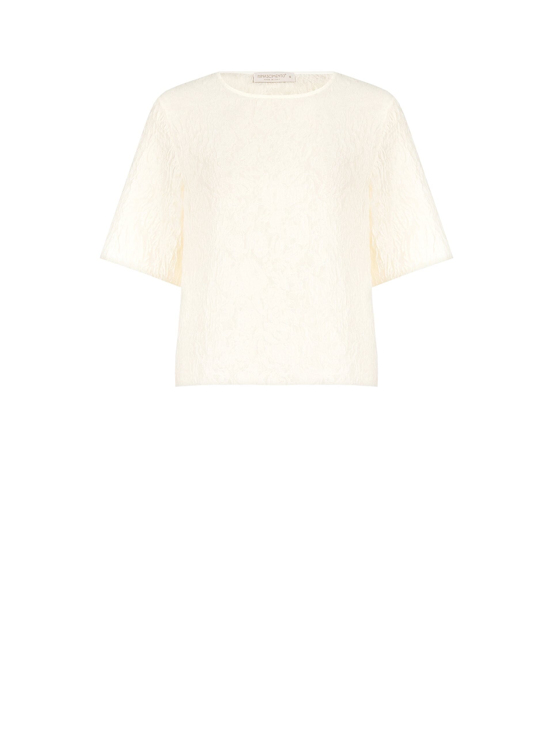 T-Shirt Over In Jacquard A Motivo Floreale In Rilievo Rinascimento