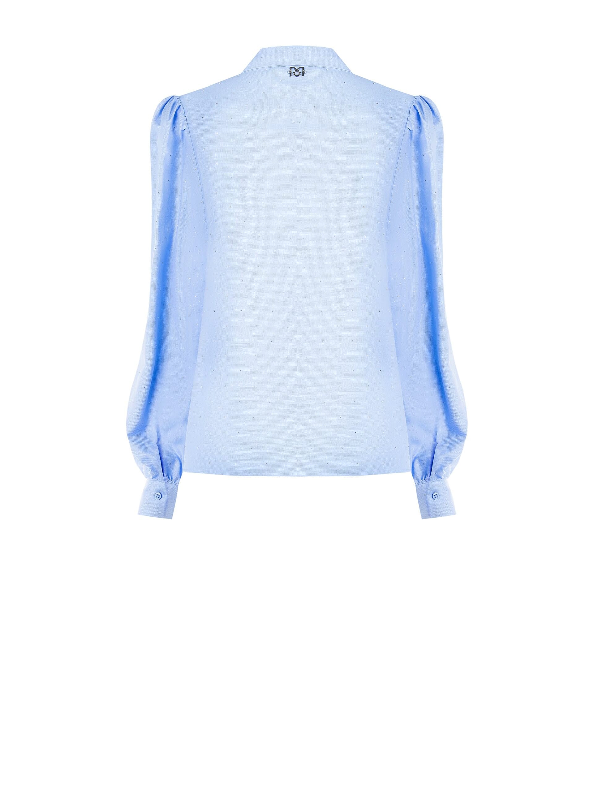 Chemise large en coton mélangé recouverte de petits strass avec nœud Rinascimento