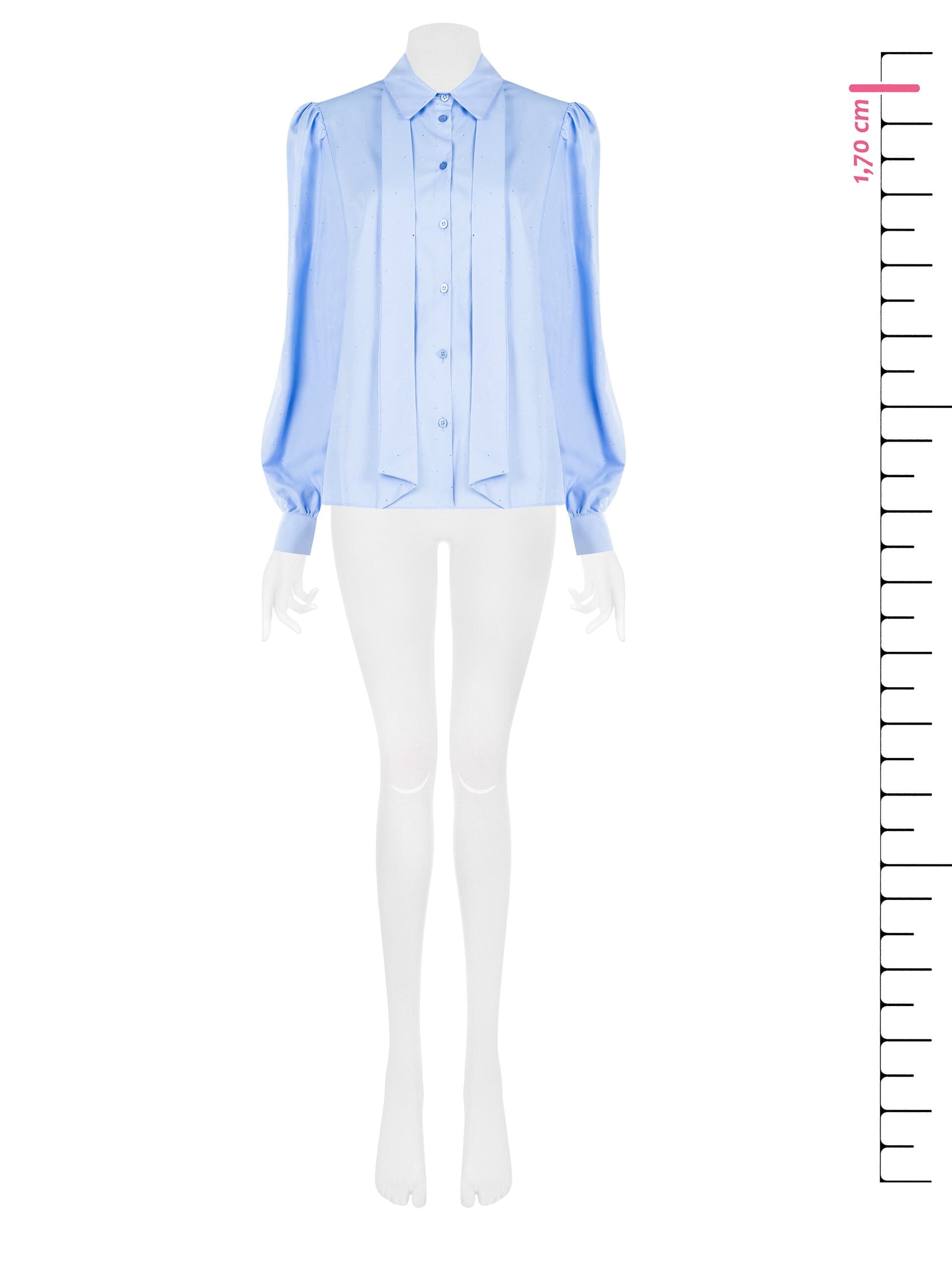 Chemise large en coton mélangé recouverte de petits strass avec nœud Rinascimento