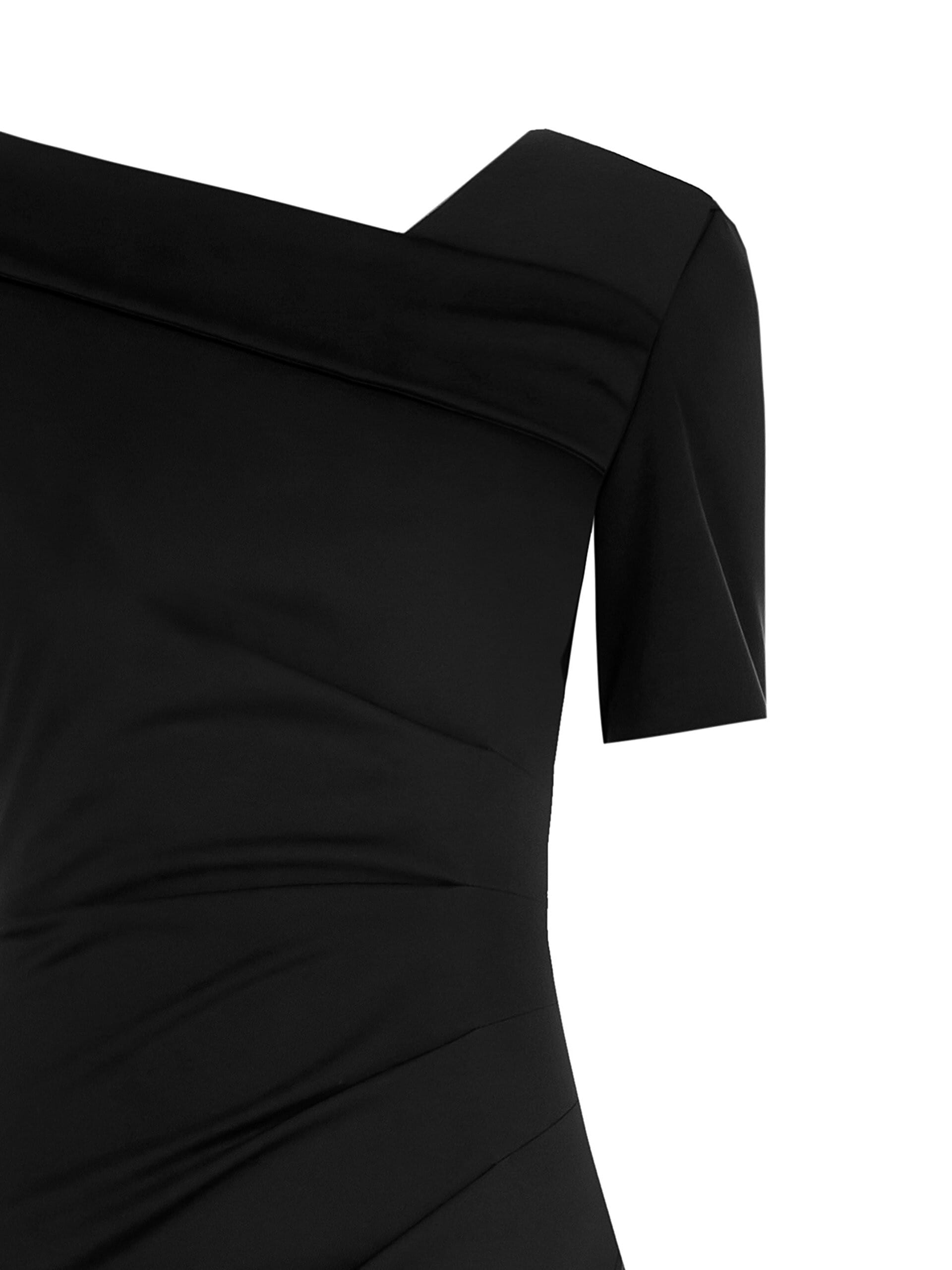 Abito Corto A Tubino Arricciato Su Un Fianco Con Scollo Asimmetrico Ripiegato Rinascimento