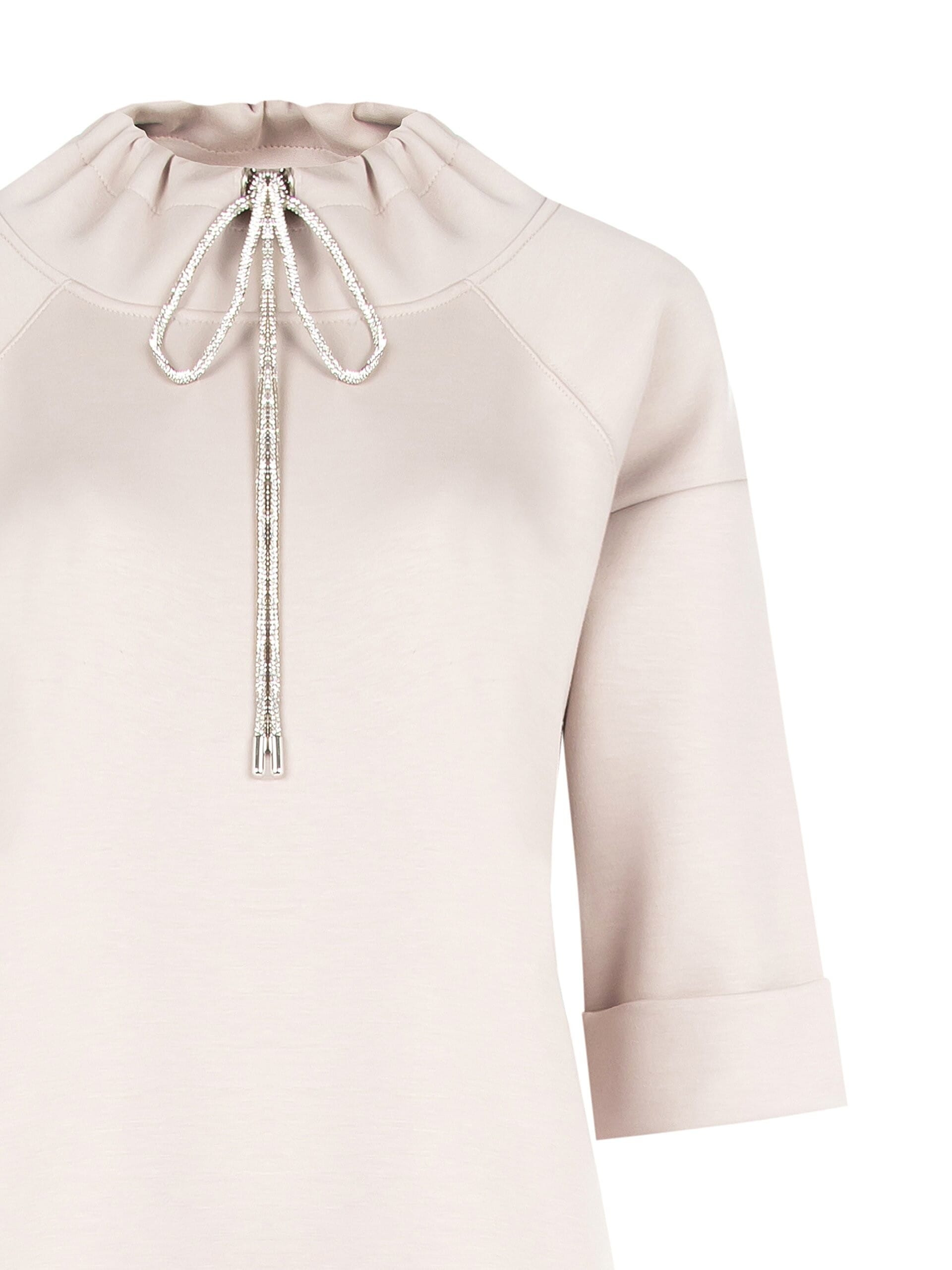 Abito Corto A Trapezio In Neoprene Con Collo Alto E Cordoncino Di Strass Rinascimento