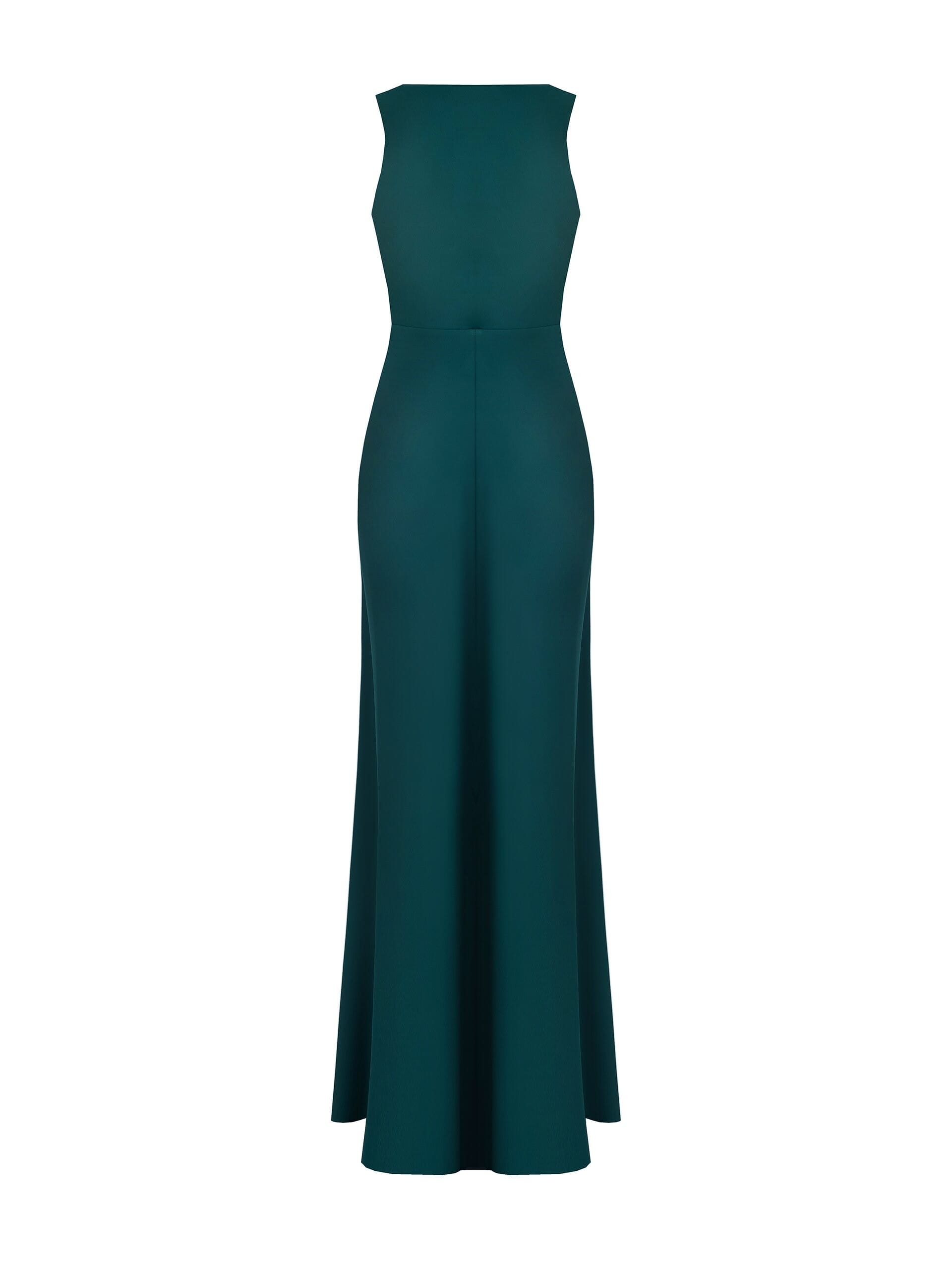 Abito Lungo In Tessuto Fluido E Corpetto In Raso Con Dettaglio Gioiello Rinascimento