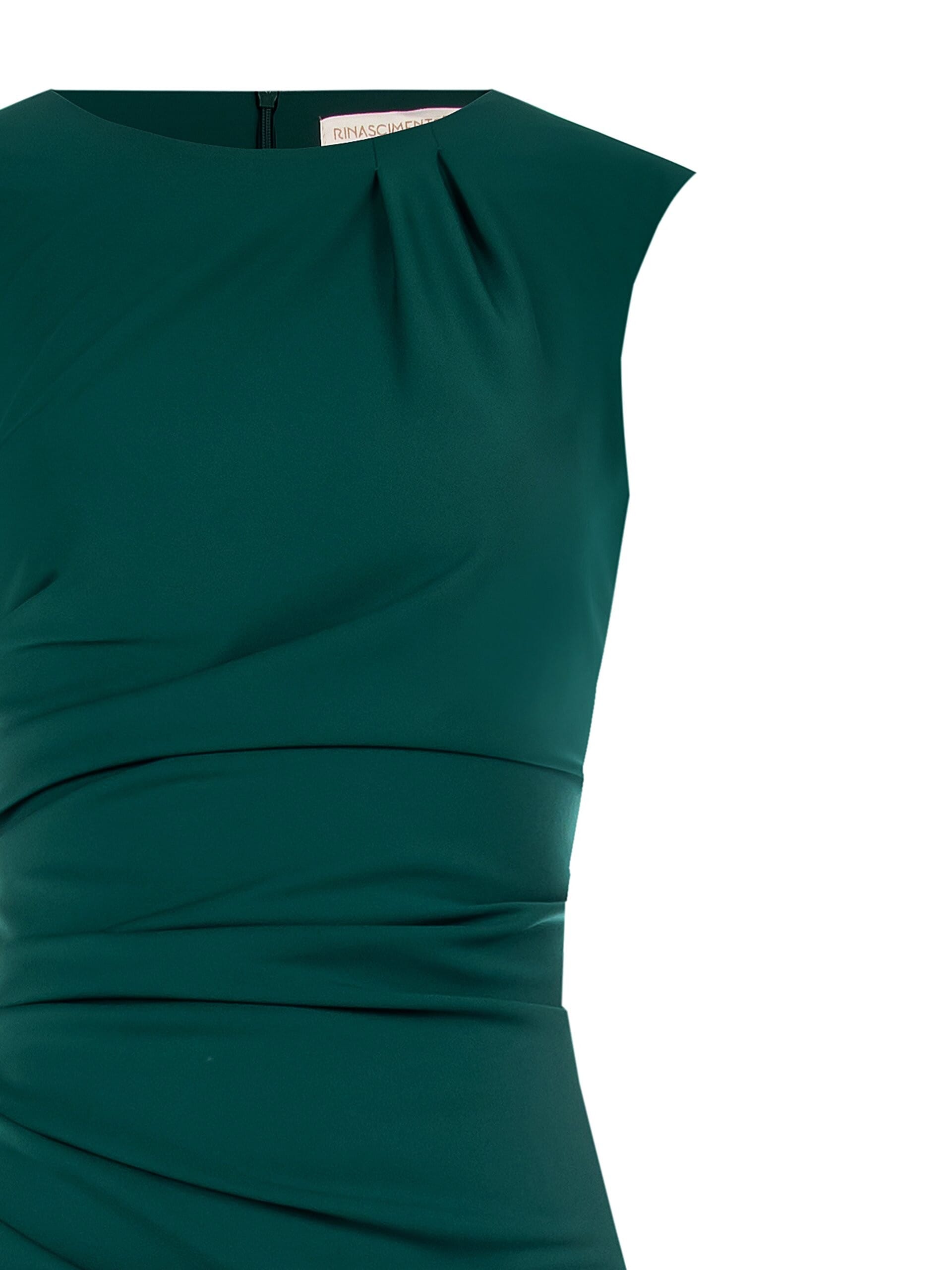 Robe courte drapée à col roulé en tissu élastique Rinascimento