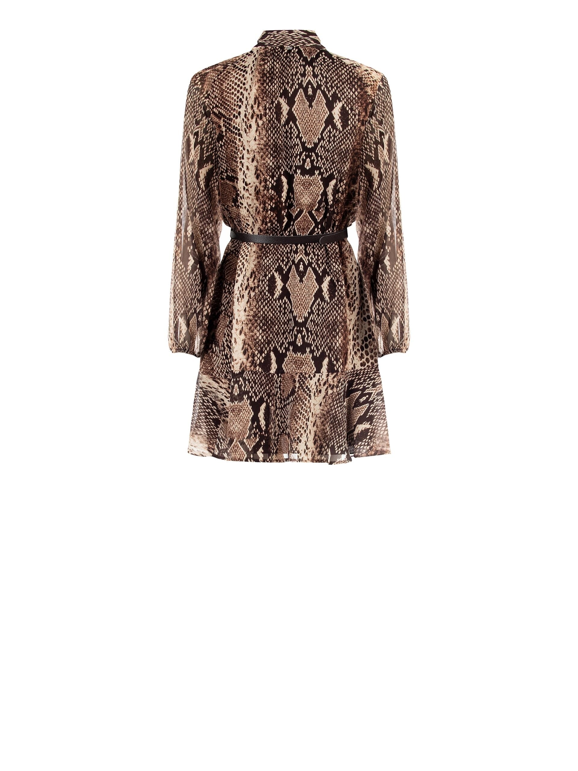 Abito Corto In Chiffon Pitonato Con Cravattino Rinascimento