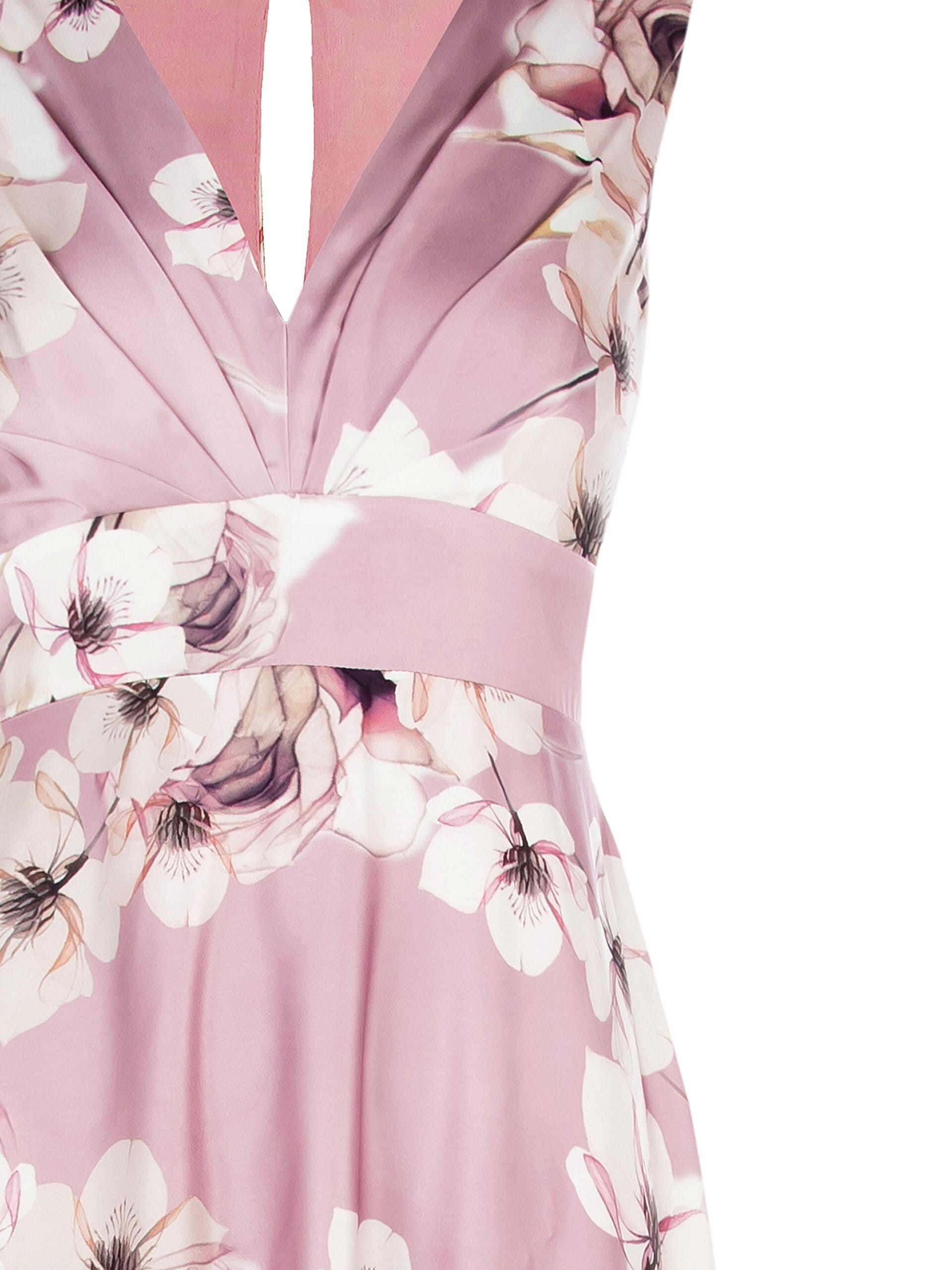 Abito Lungo A Ruota In Raso A Fiori Con Fiocco Dietro Rinascimento