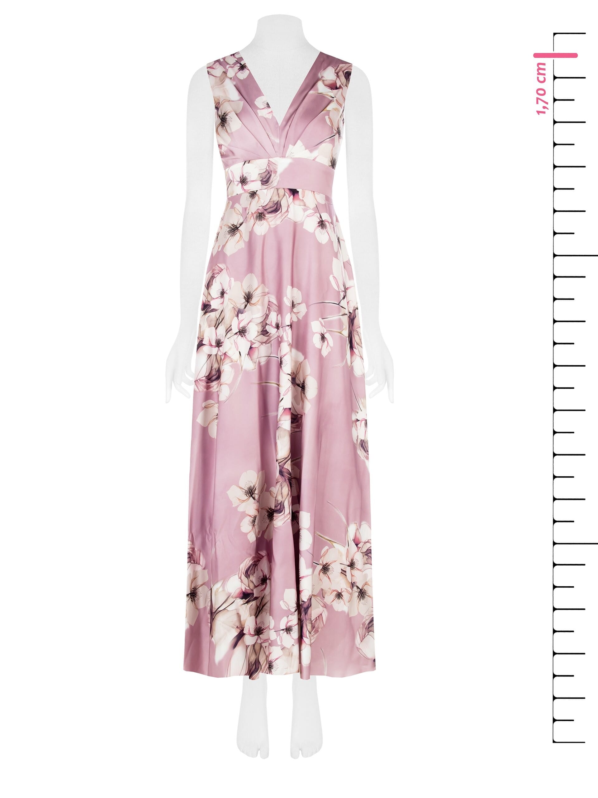 Abito Lungo A Ruota In Raso A Fiori Con Fiocco Dietro Rinascimento