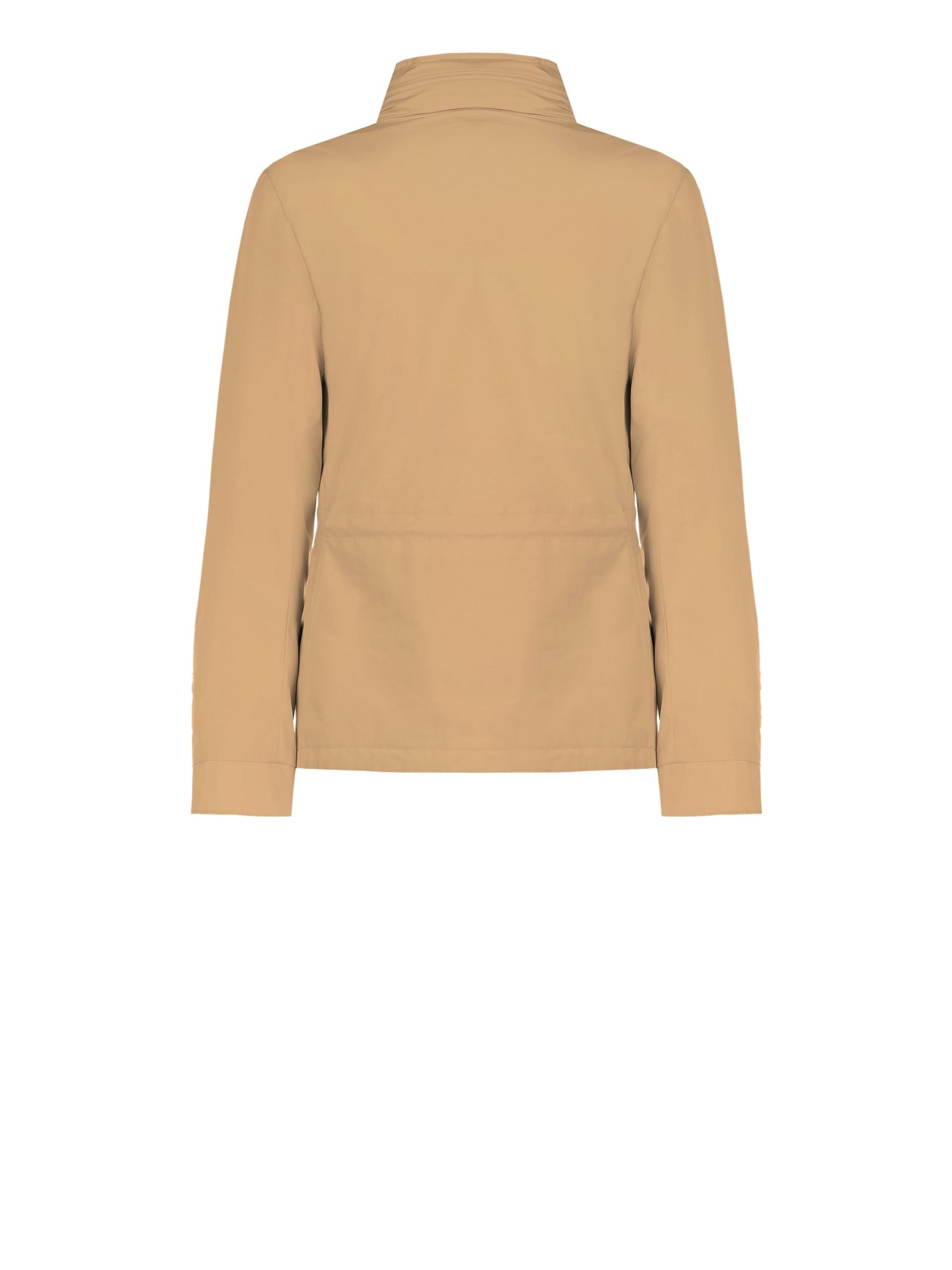 Short Waterproof Jacket With Hood And Logo Embroidered Tone On Tone Rinascimento