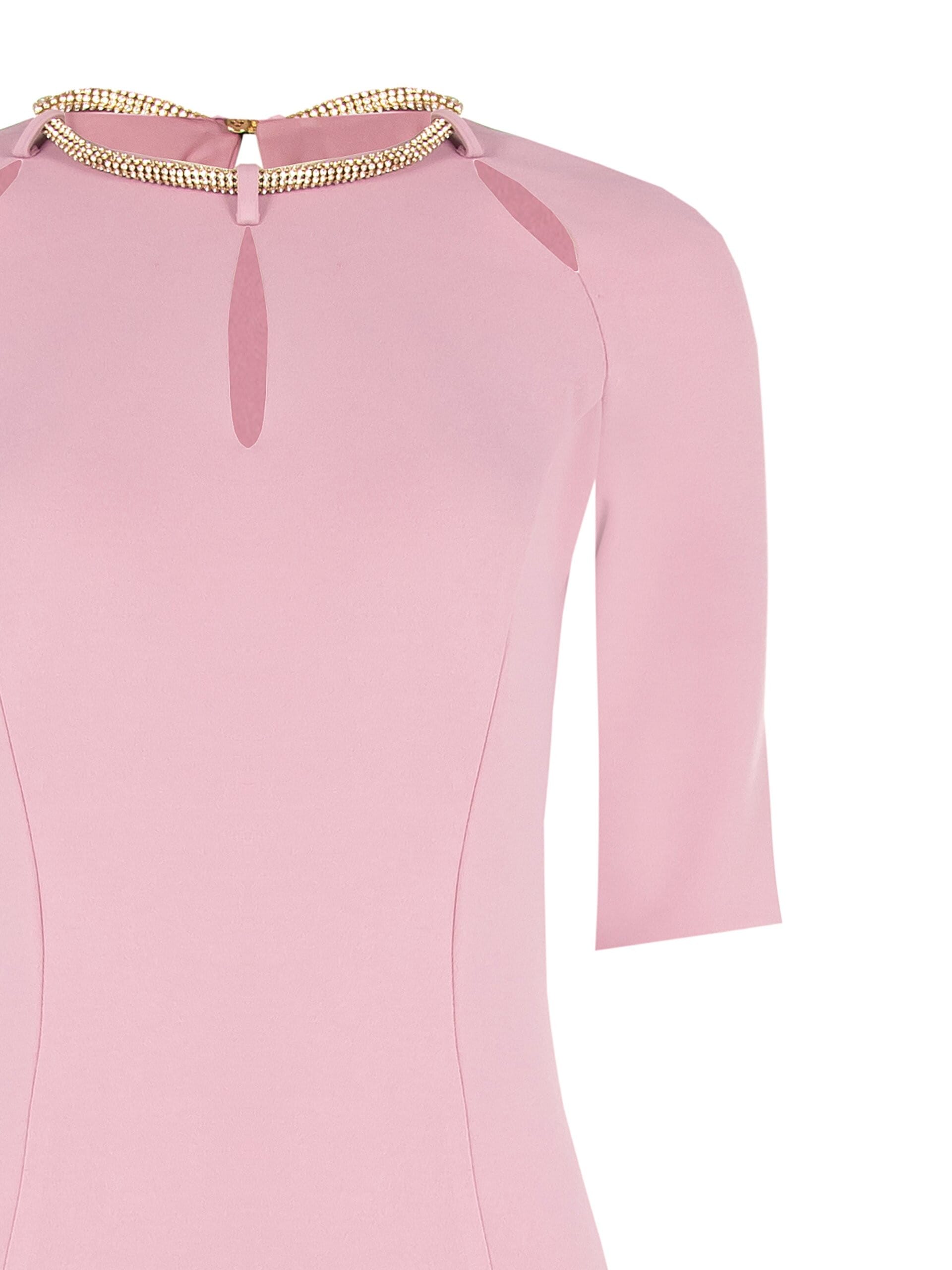 Abito Lungo A Sirena In Scuba Crepe Con Collana In Strass Integrata Rinascimento