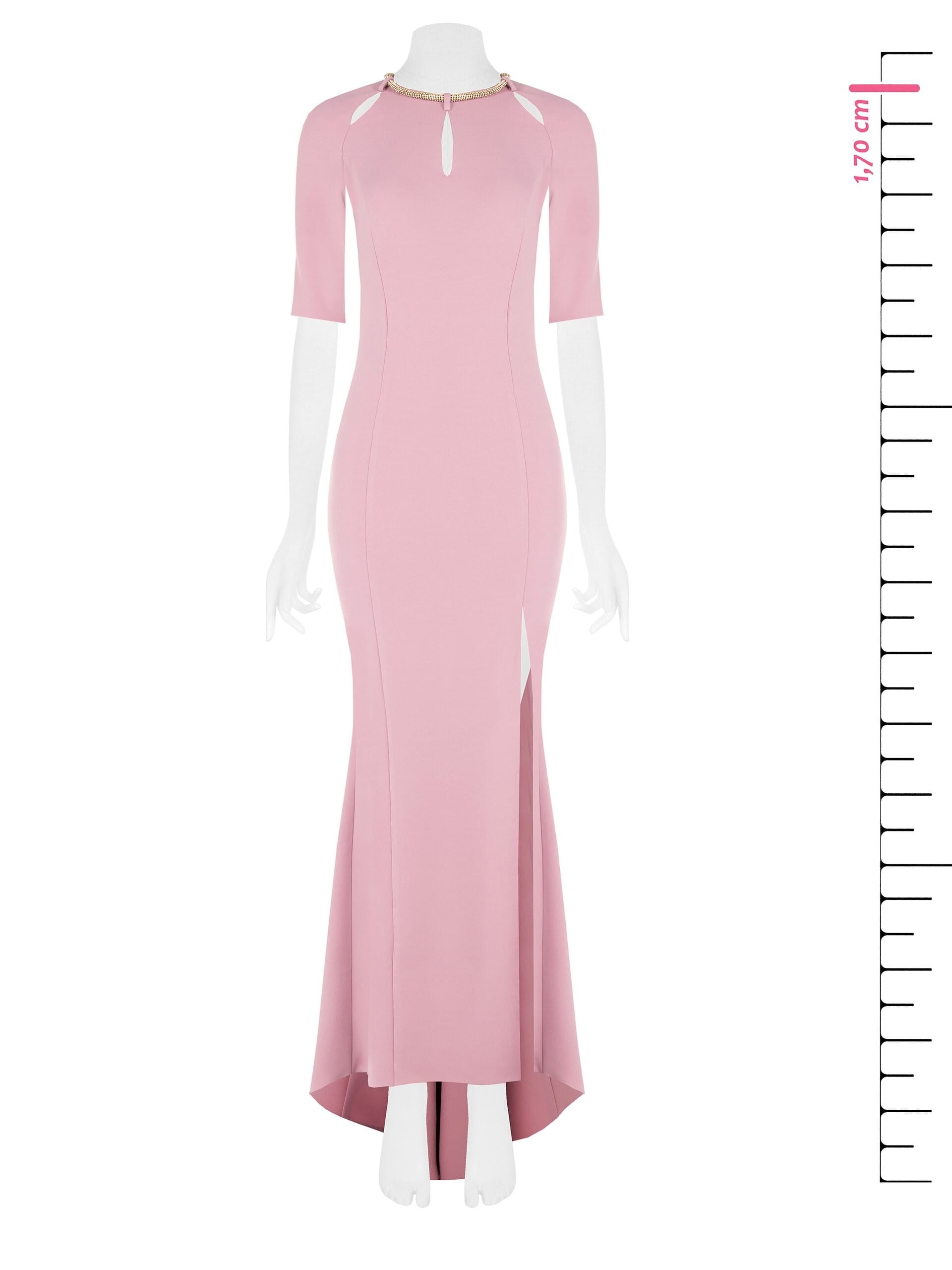 Abito Lungo A Sirena In Scuba Crepe Con Collana In Strass Integrata Rinascimento