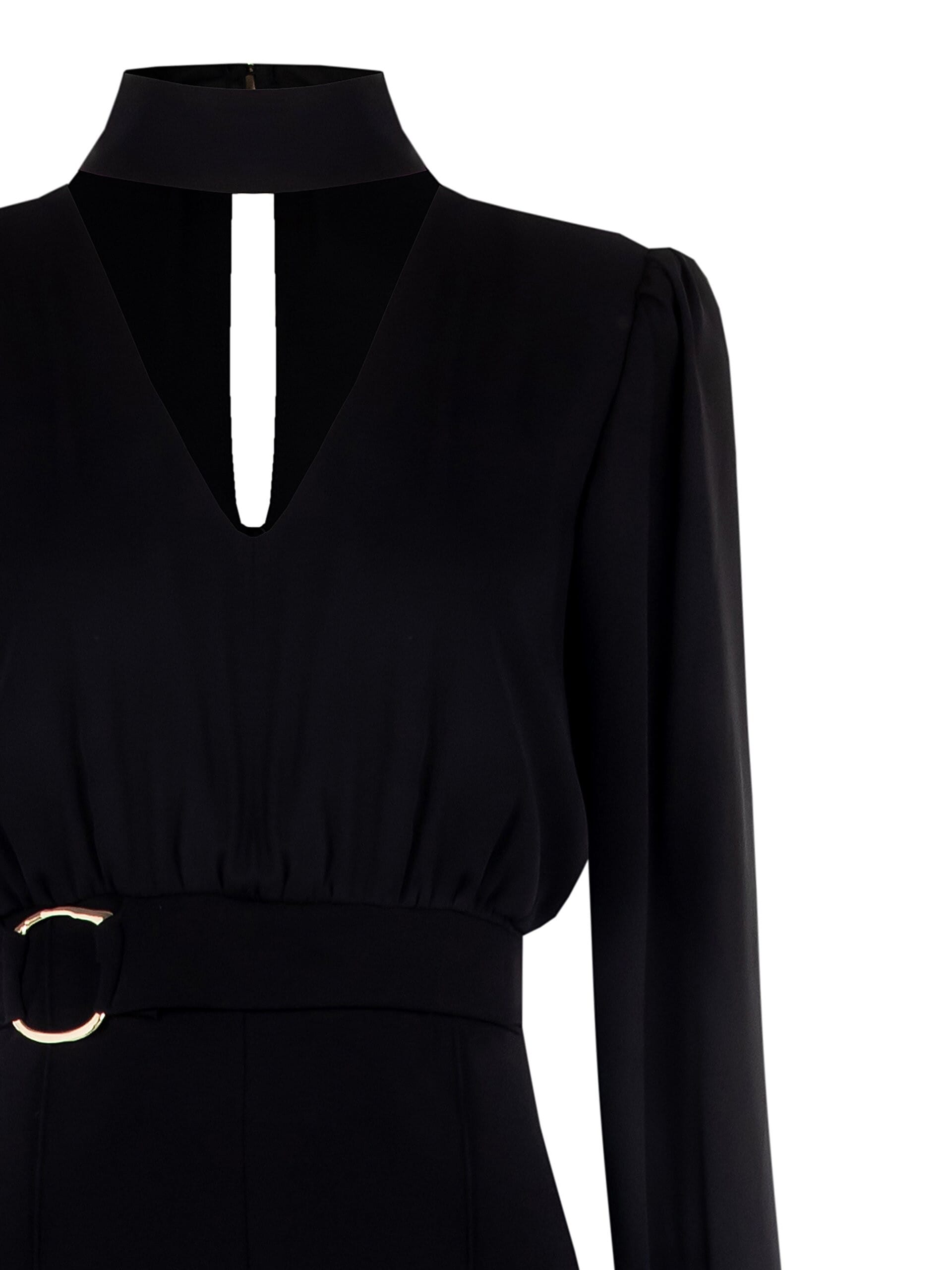 Tuta Intera Dritta In Scuba Crepe Con Blusa In Georgette E Cut-Out Rinascimento