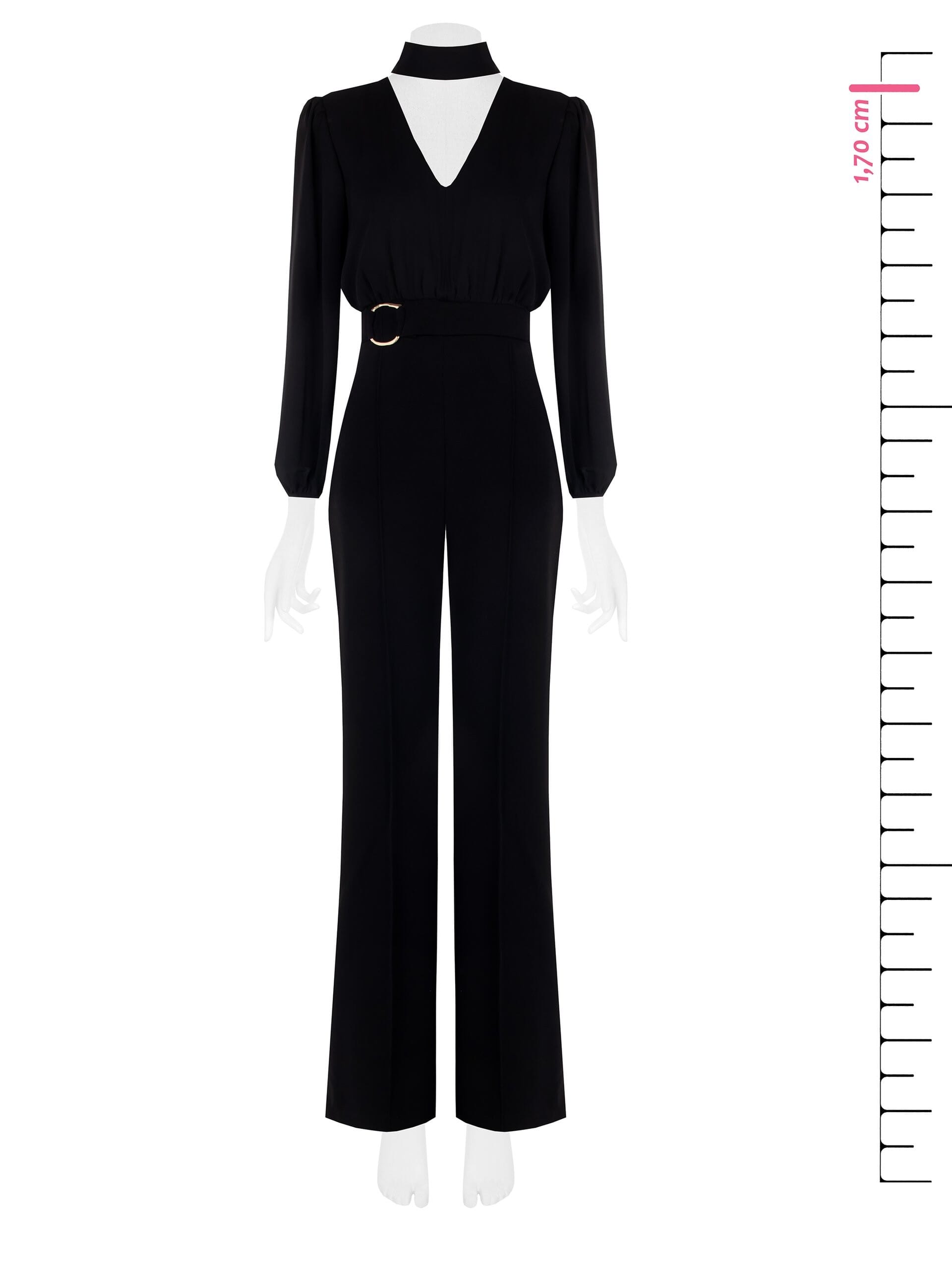 Tuta Intera Dritta In Scuba Crepe Con Blusa In Georgette E Cut-Out Rinascimento