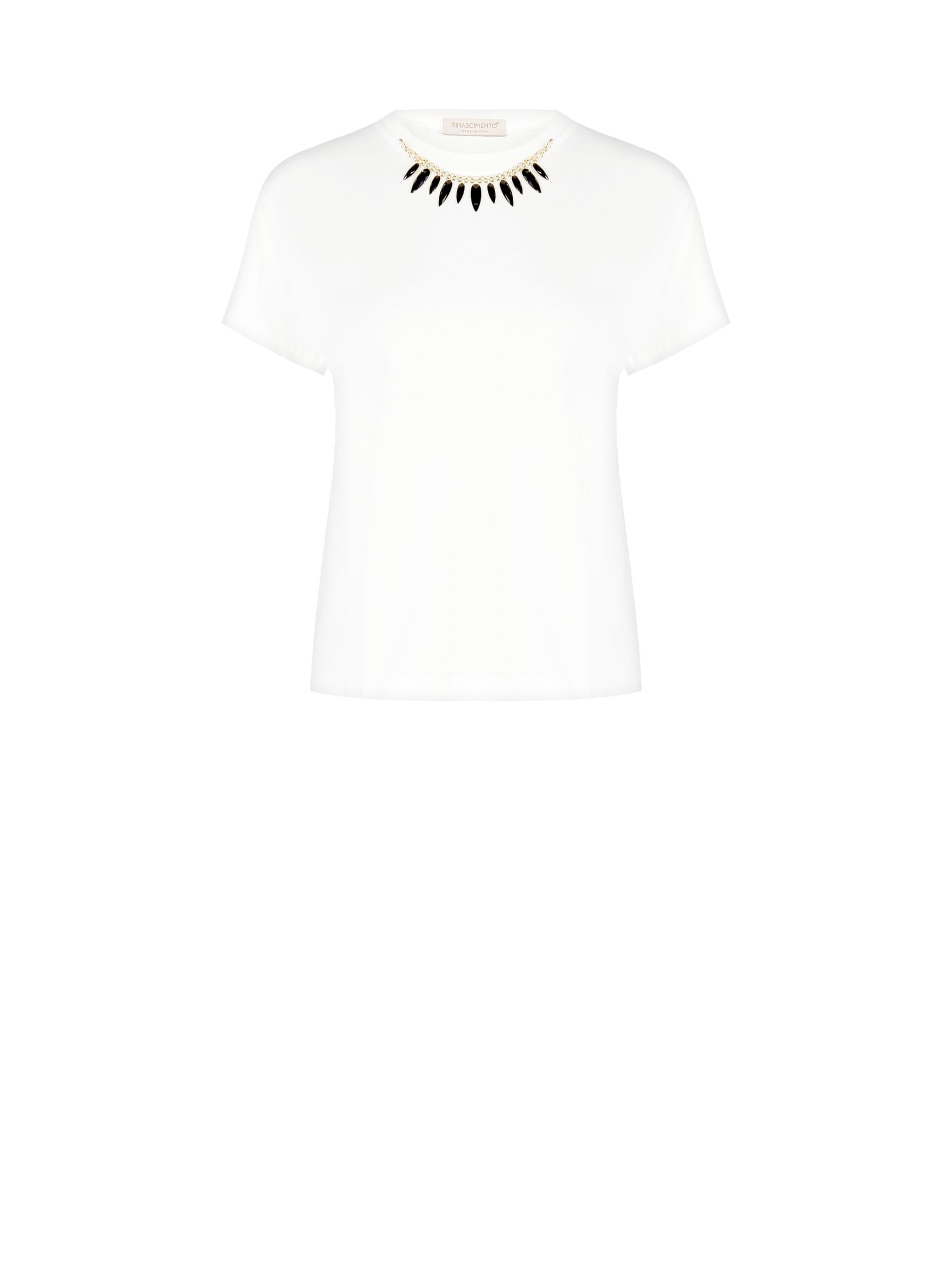 T-Shirt Regular In Cotone Con Gioiello Removibile Rinascimento