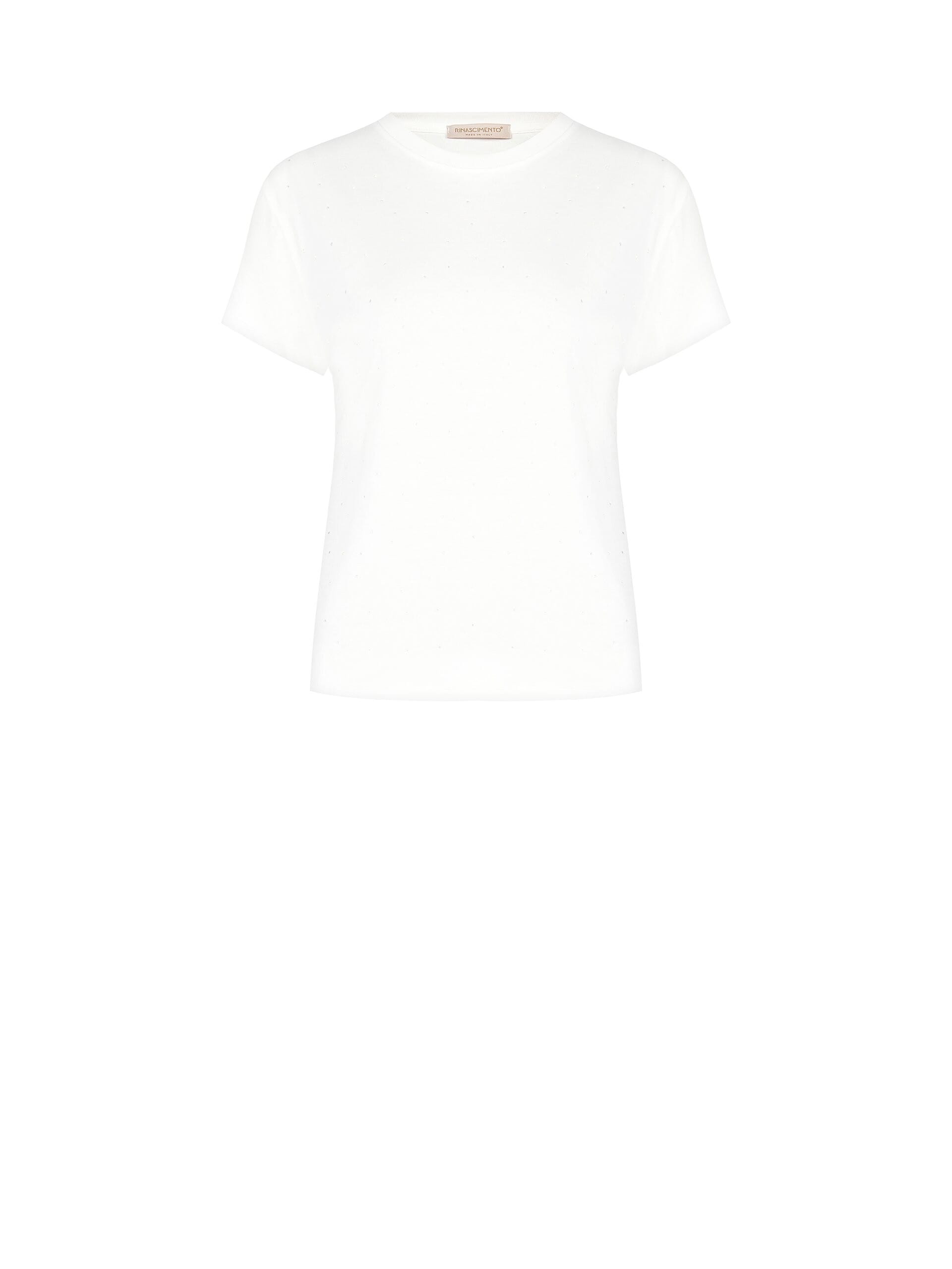 T-Shirt Regular In Cotone Ricoperto Di Strass Rinascimento