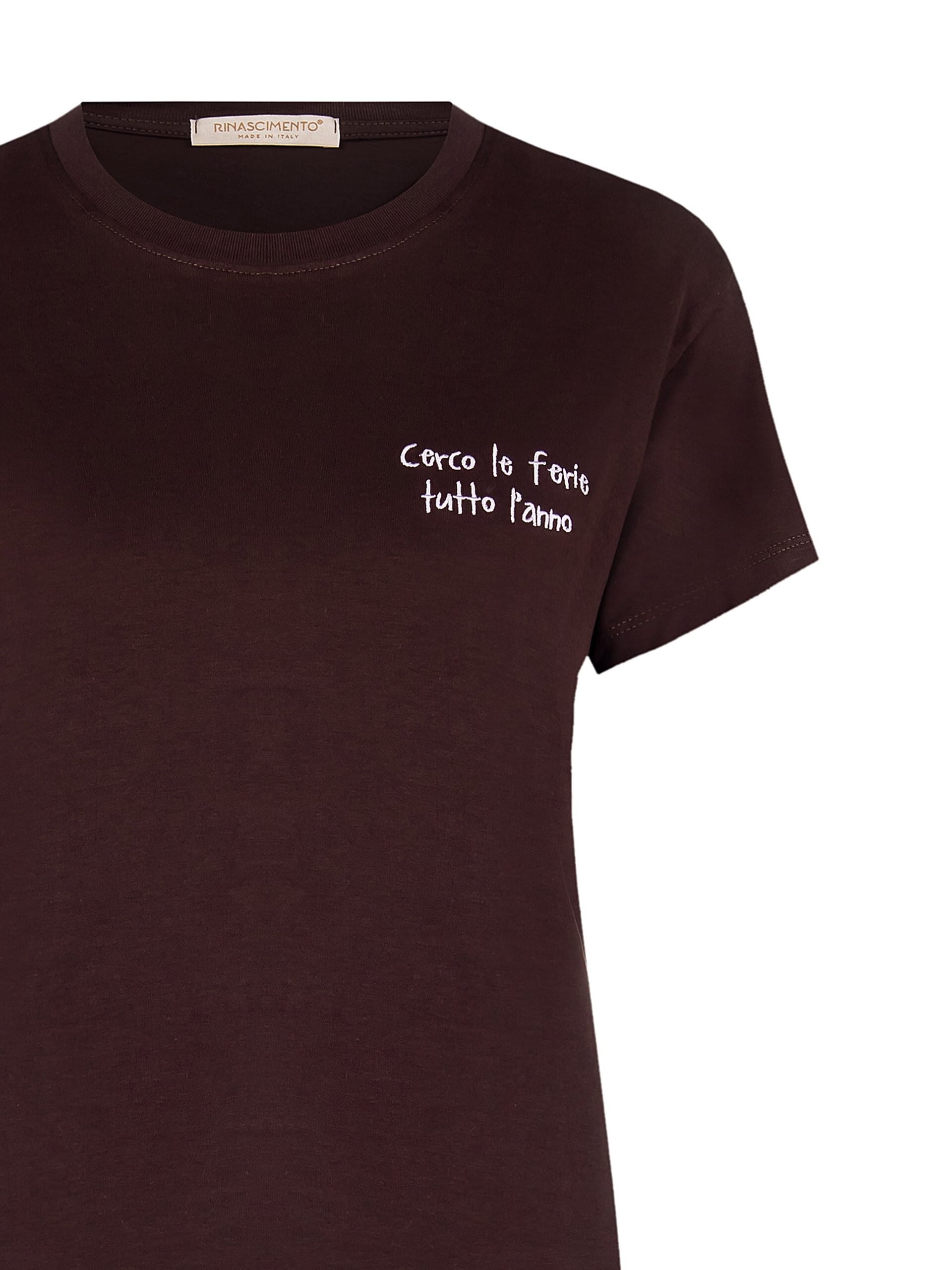 T-Shirt régulier en coton avec Slogan latéral brodé d'un coeur violet Rinascimento