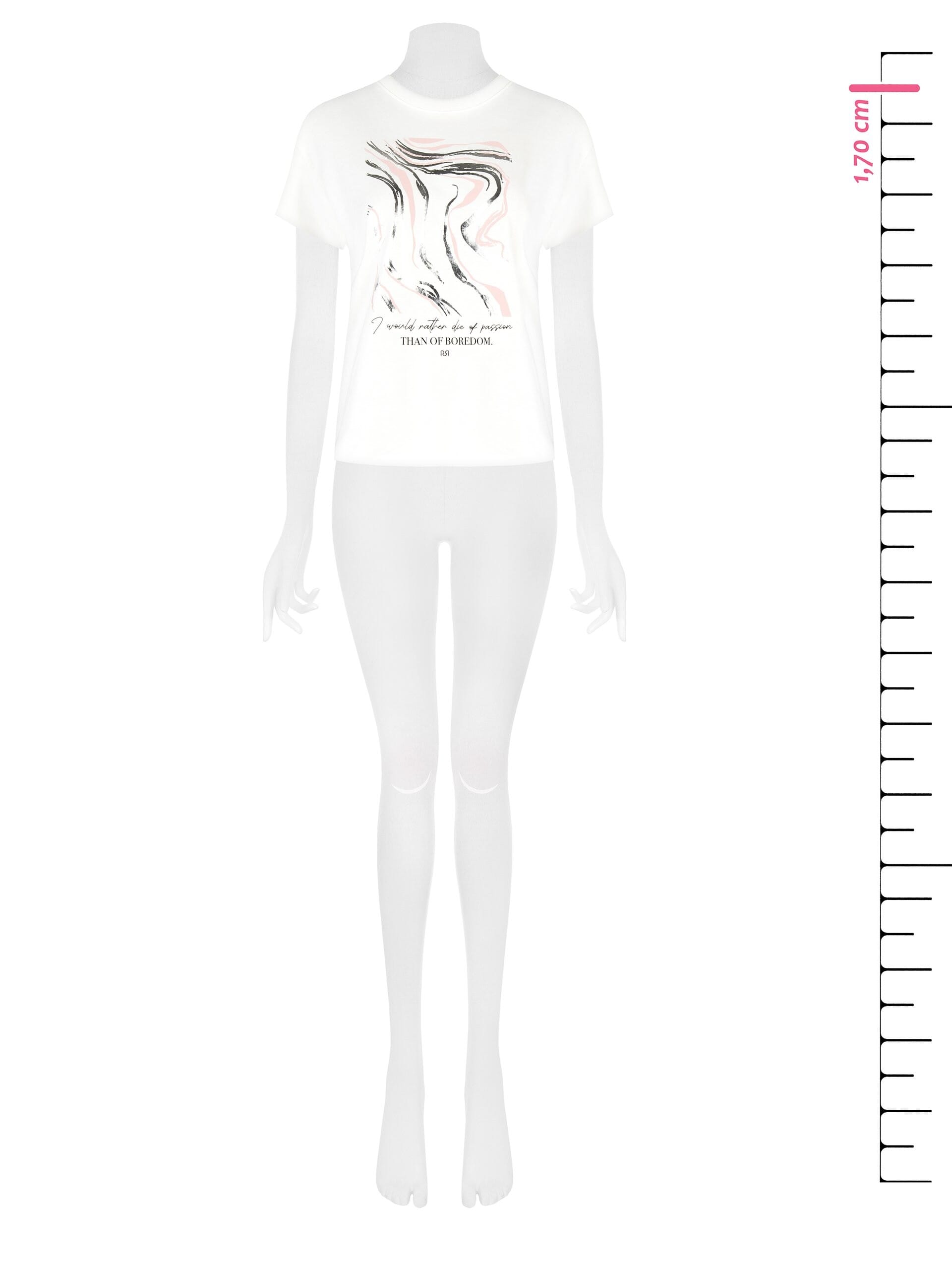 Regular Cotton T-Shirt with Slogan and Laminated Print Rinascimento