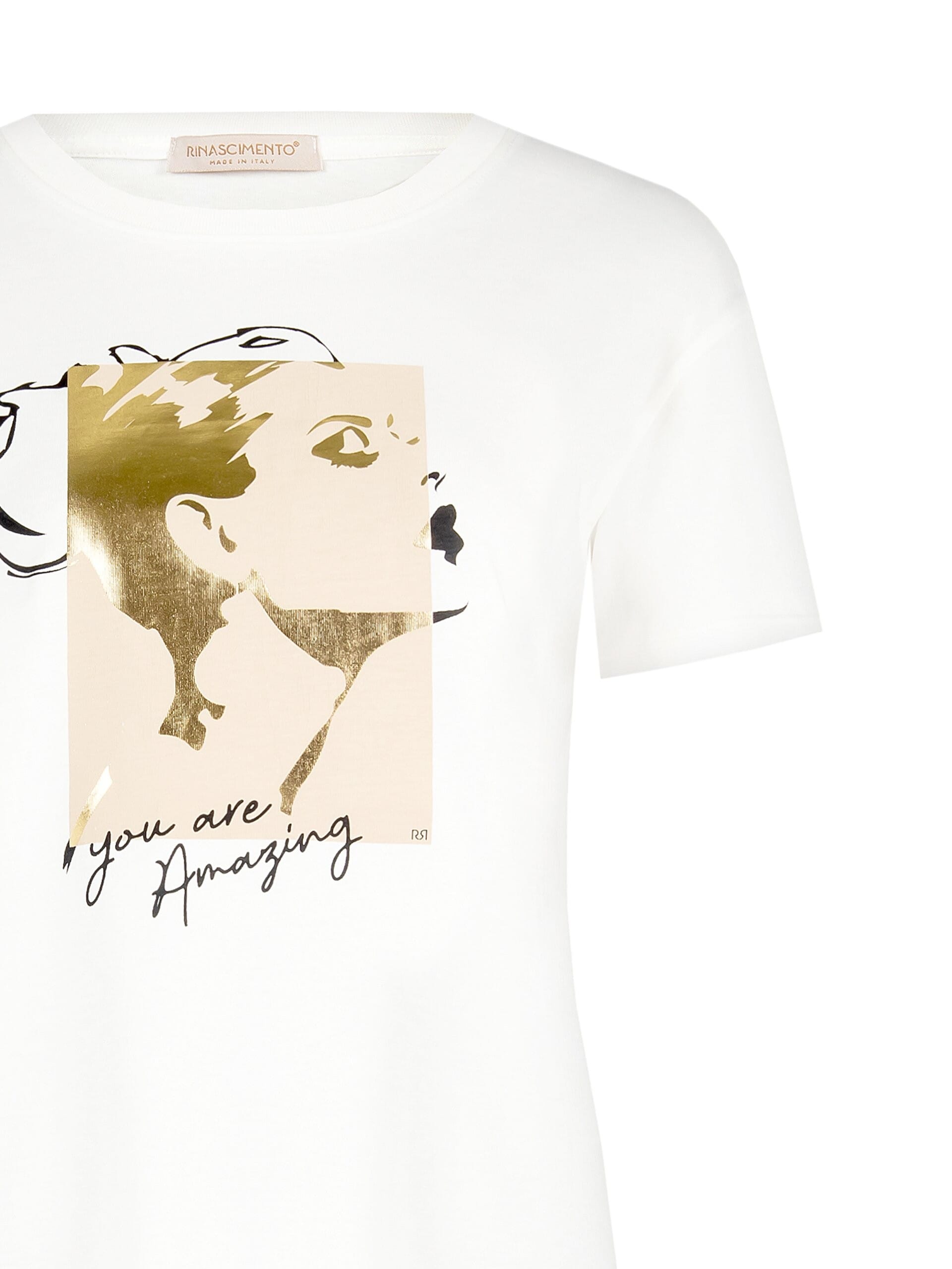 Regular Cotton T-Shirt With Monday Print And Laminated Details Rinascimento